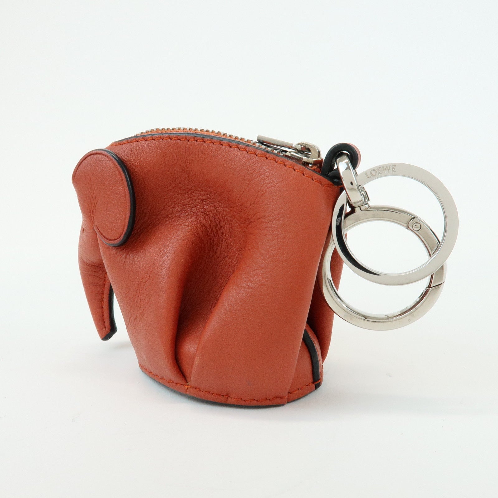 LOEWE Animal Collection Leather Elephant Coin Purse  Orange
