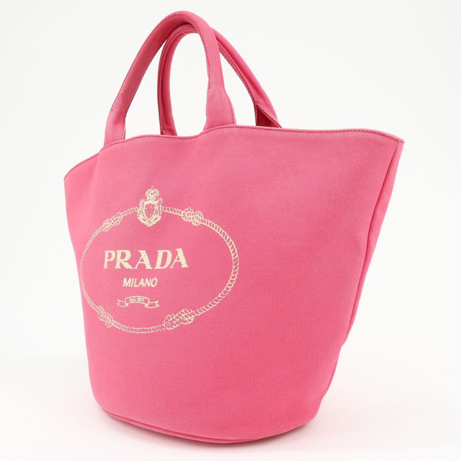 PRADA Canapa Triangle Logo Canvas 2Way Bag Hand Bag Pink 1BG163