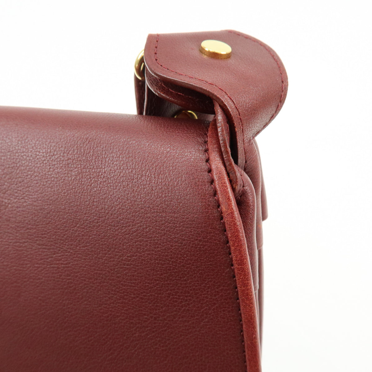 Cartier Must de Cartier Leather Flap Shoulder Bag Bordeaux
