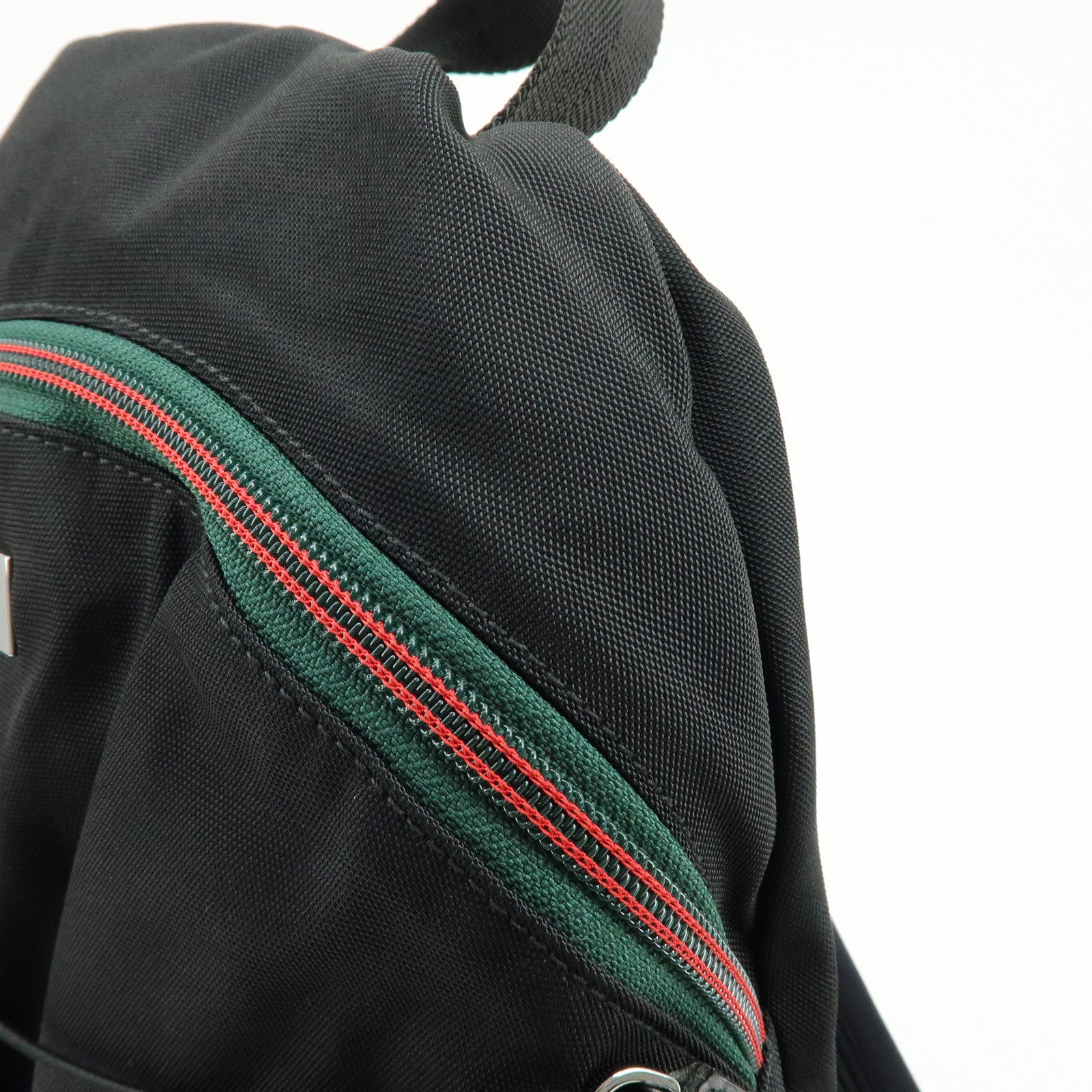 GUCCI Sherry Canvas Leather Backpack Rucksack Black 122349