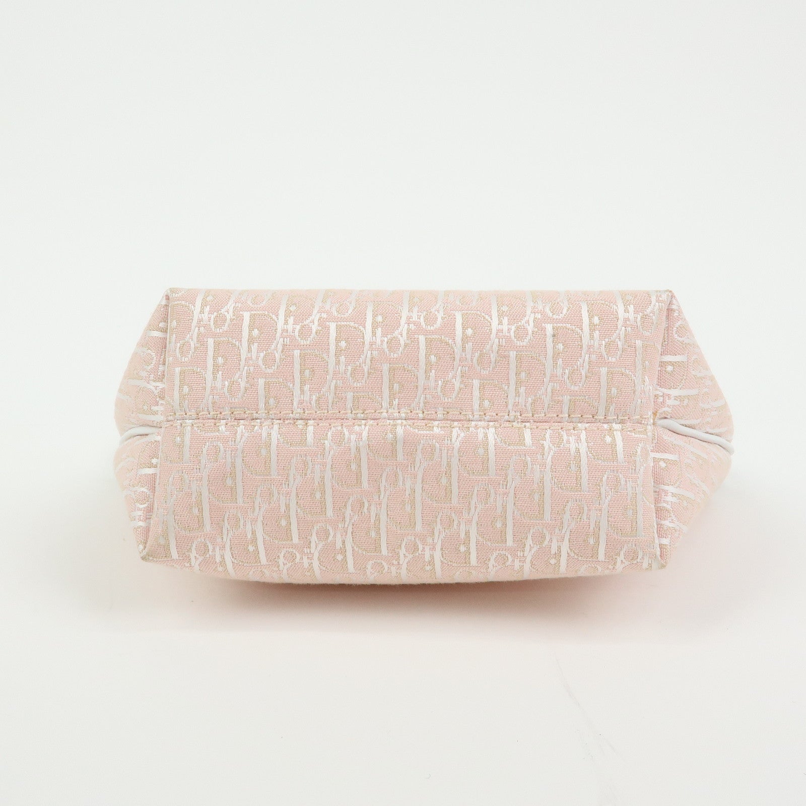 Christian Dior Trotter Canvas Leather Pouch Hand Bag Pink White