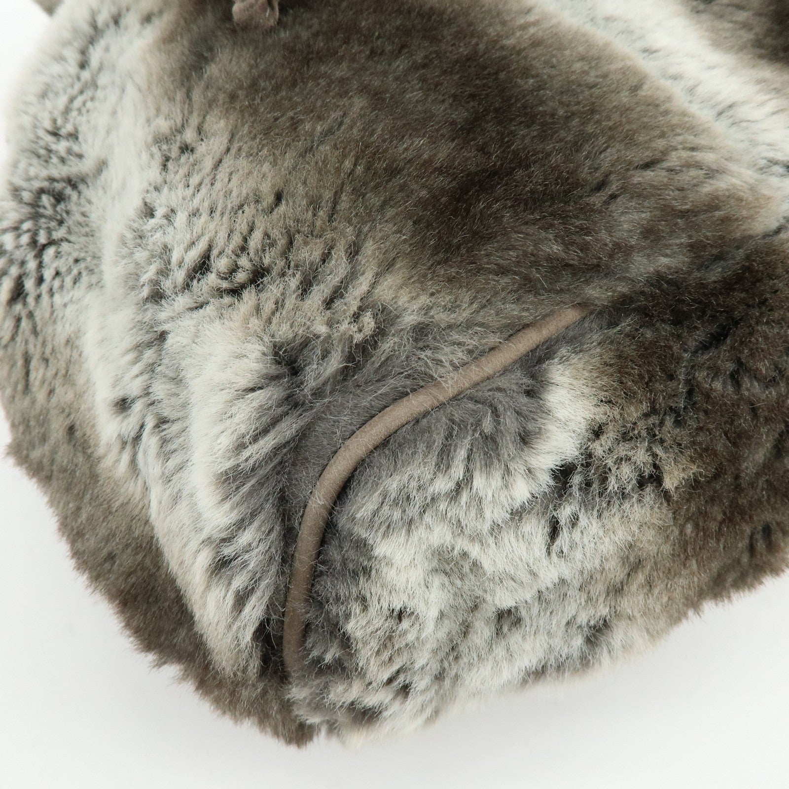 FENDI Zucca Mink like Fur Suede Backpack Rucksuck Gray