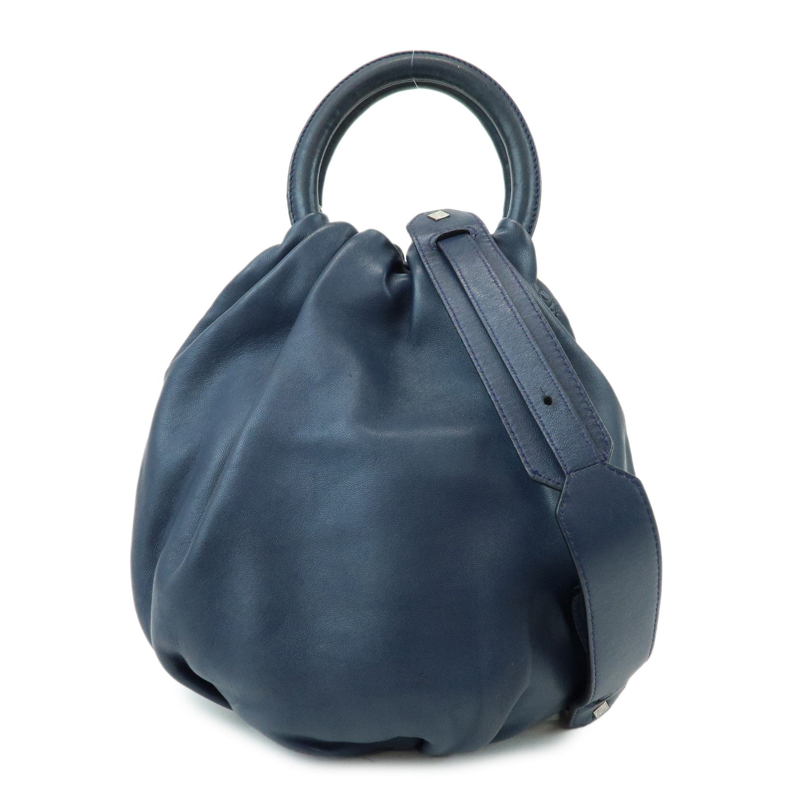 LOEWE Anagram Nappa Leather 2Way Bag Hand Bag Shoulder Bag Navy