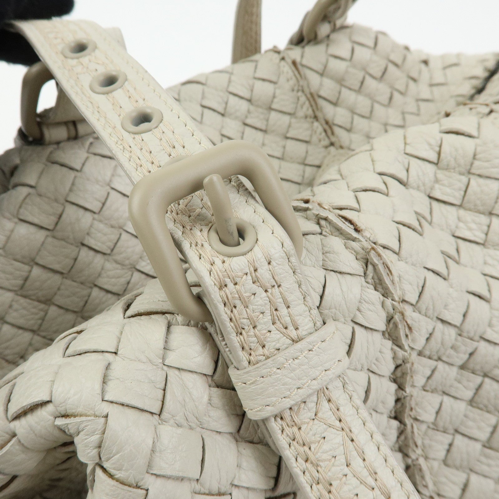 BOTTEGA VENETA Intrecciato Leather Shoulder Bag Hand Bag Ivory