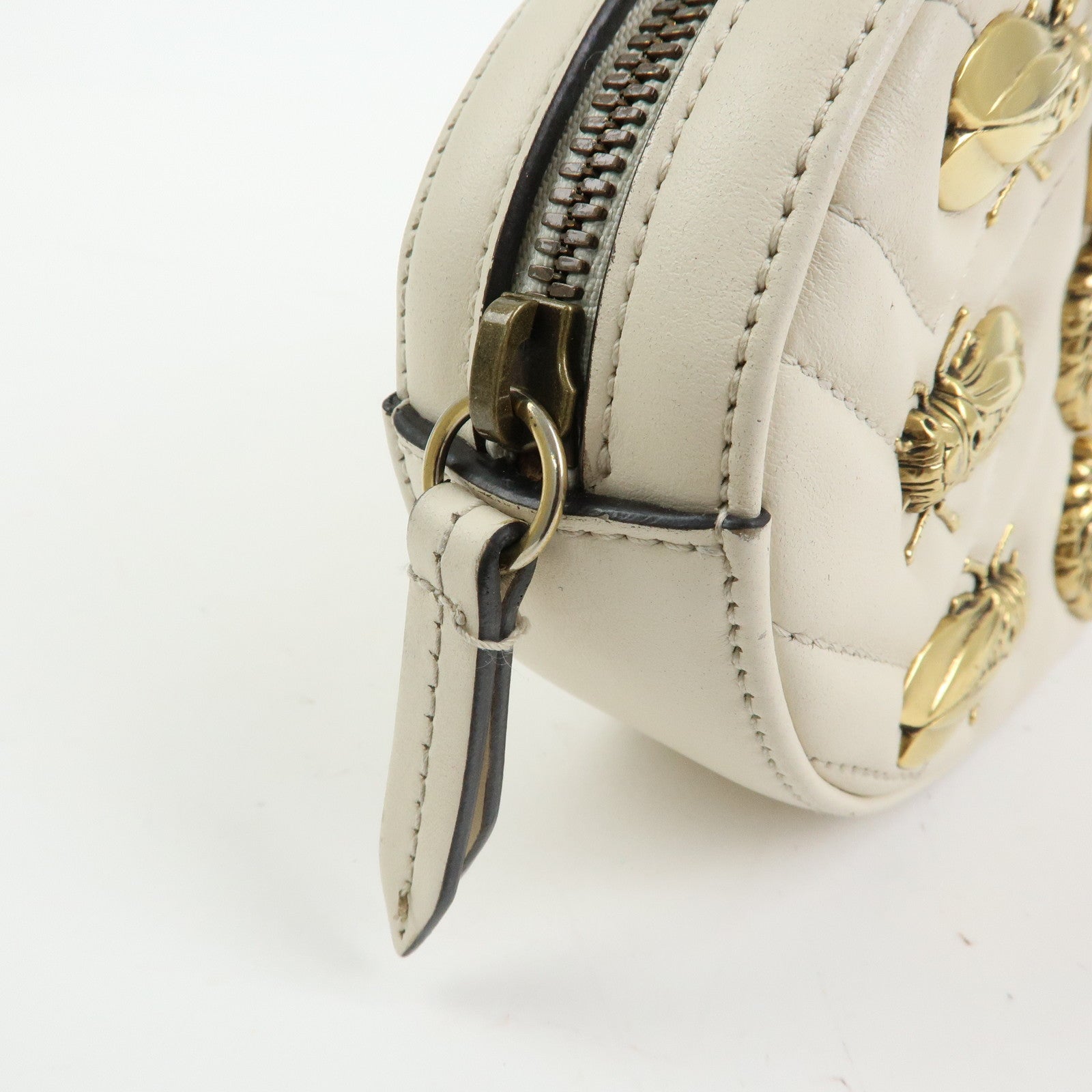 GUCCI GG Marmont Leather Waist Bag Lion Cicada Ivory 476434