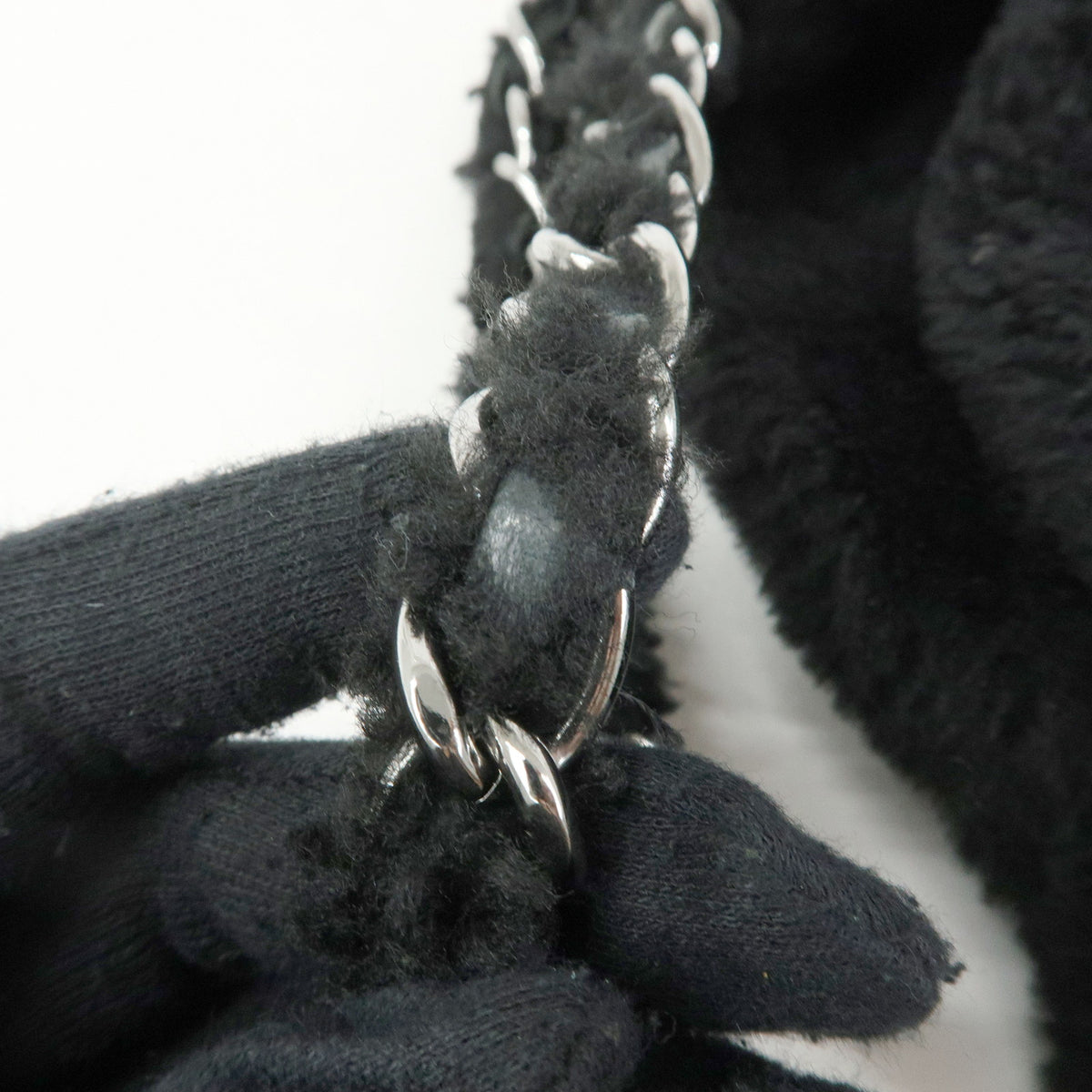 CHANEL Camellia COCO Mark Mouton Suede Chain Shoulder Bag Black