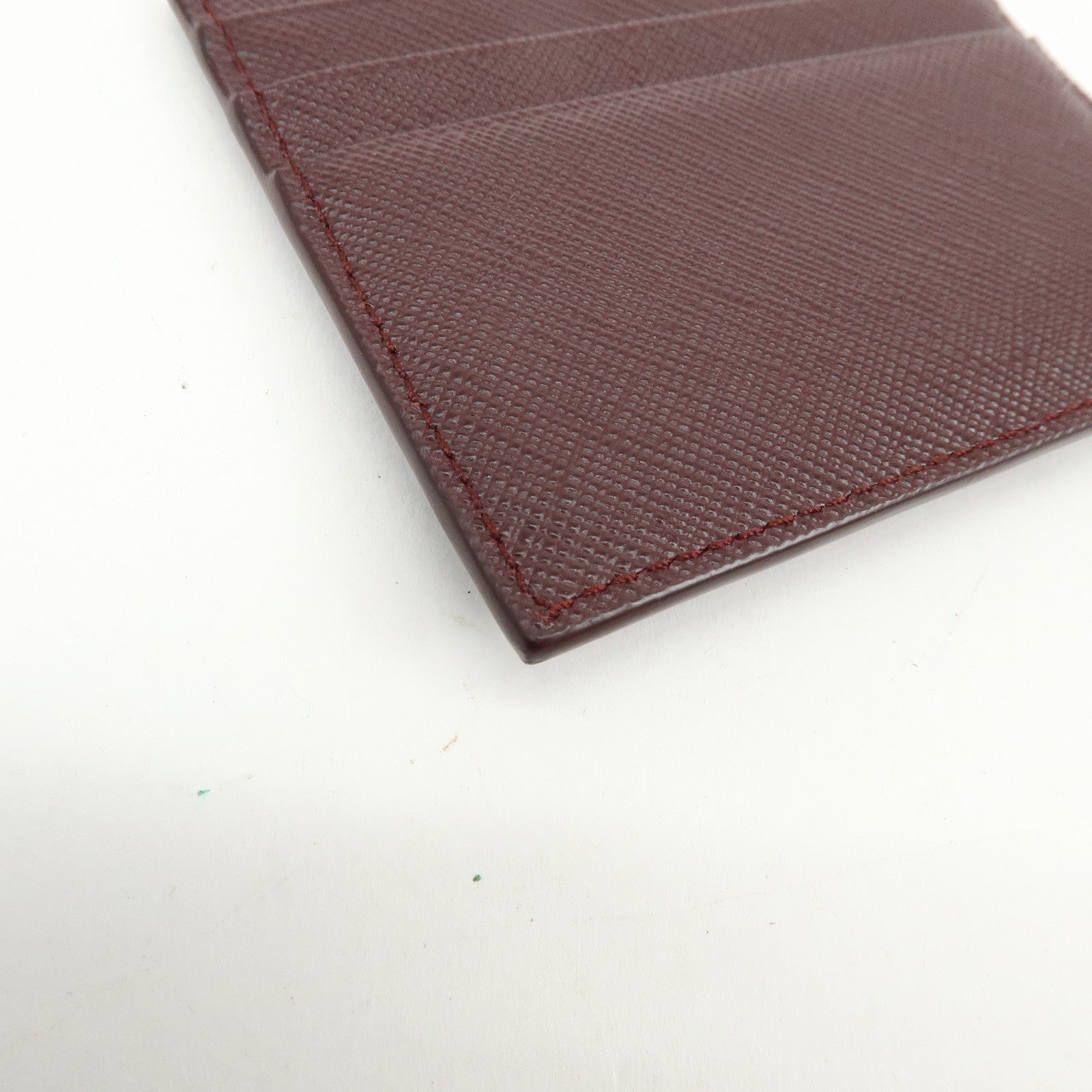 PRADA Triangle Logo Saffiano Leather Card Case Burgundy 1MC025