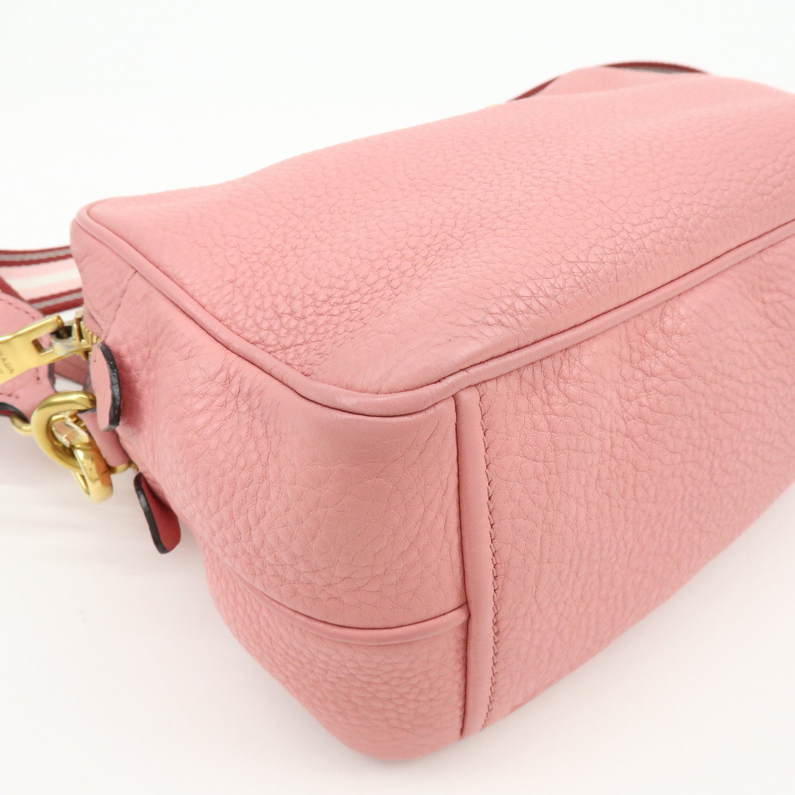 PRADA Logo Leather Shoulder Bag Crossbody Bag Camera Bag Pink