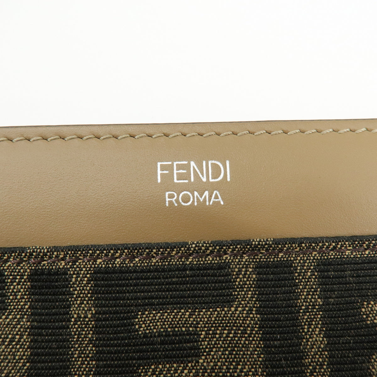 FENDI Zucca Flat Slim Canvas Leather Clutch Bag Pouch Brown 7N0134