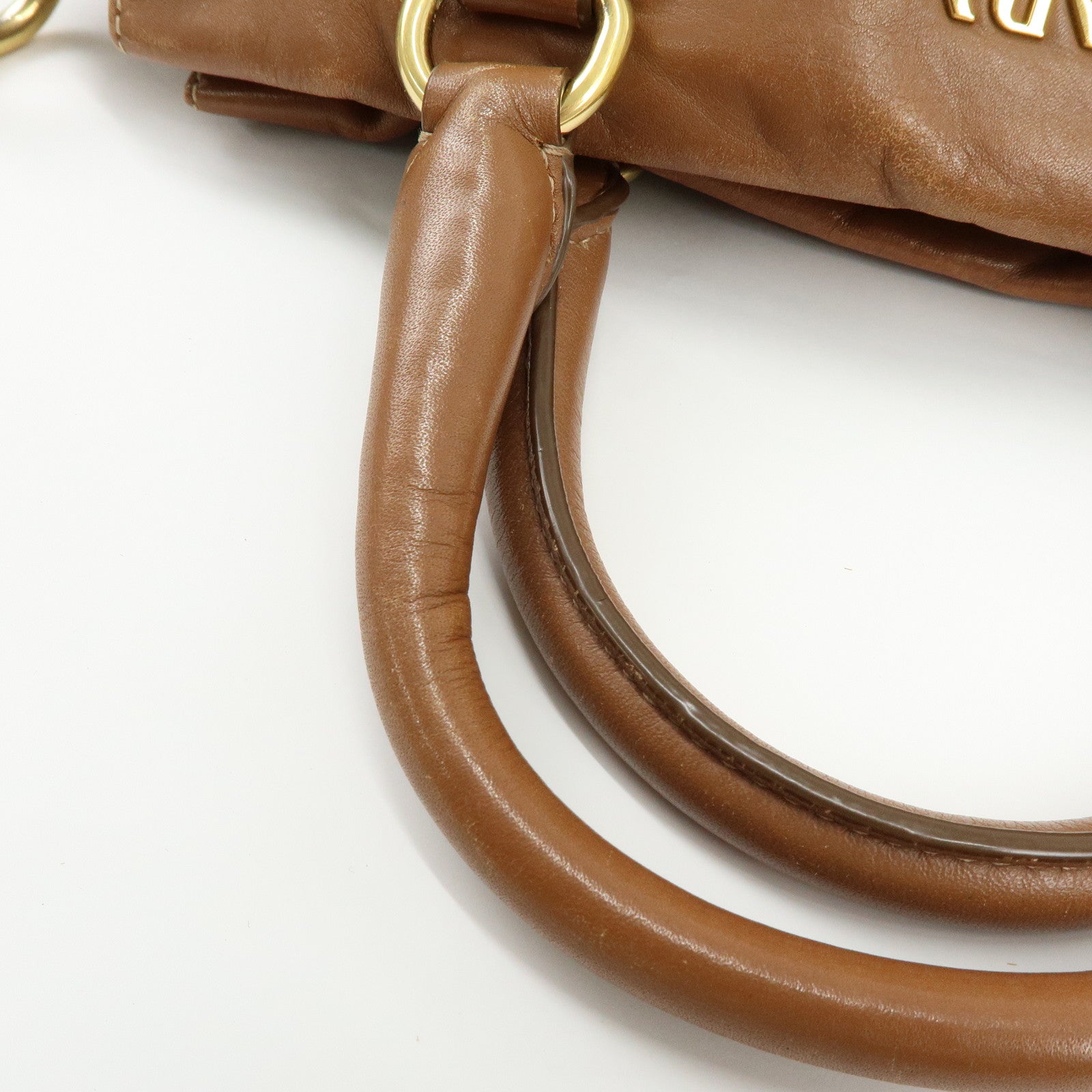 PRADA Leather 2Way Bag Hand Bag Shoulder Bag Brown