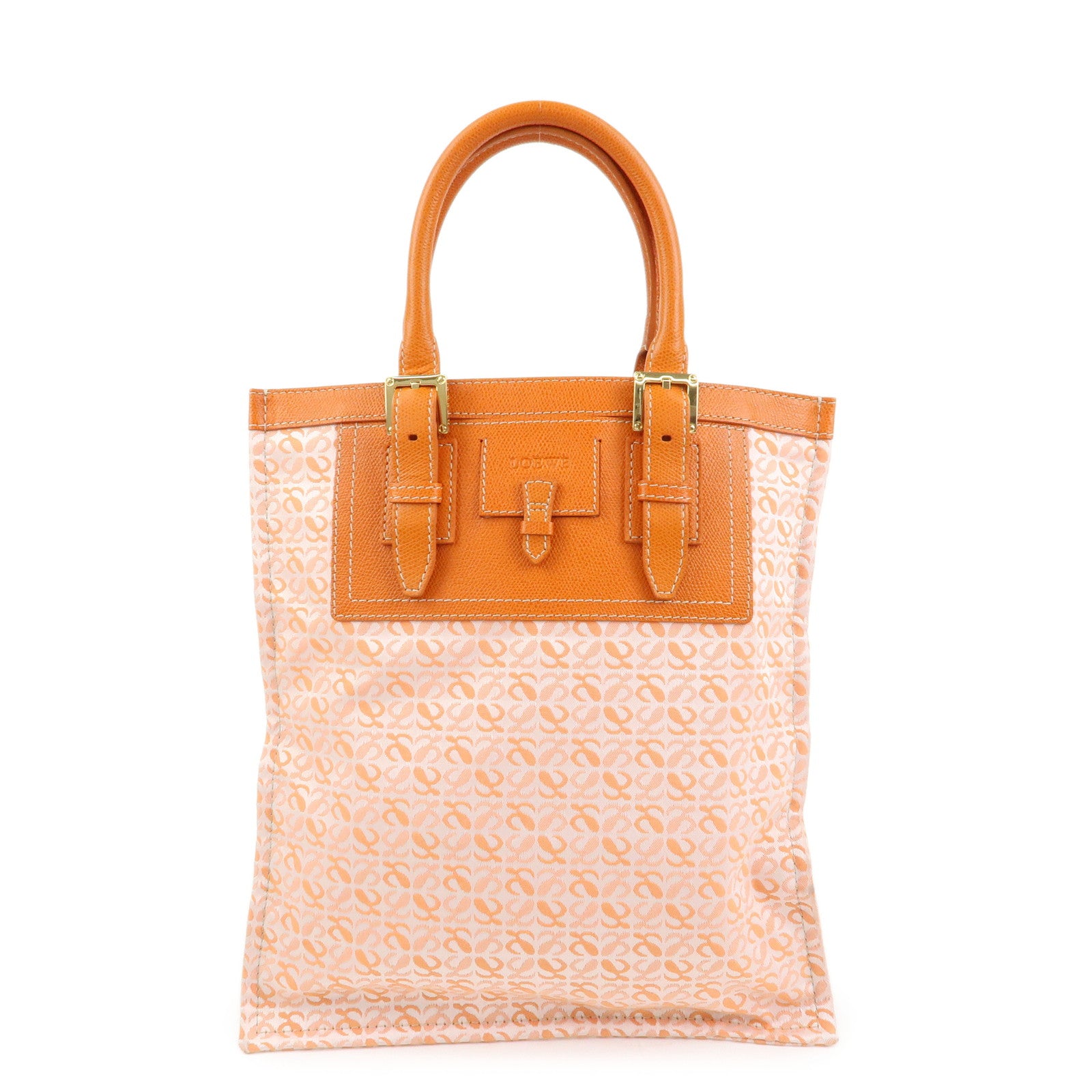 Loewe Repeat Anagram Canvas Leather Tote Bag Hand Bag Orange