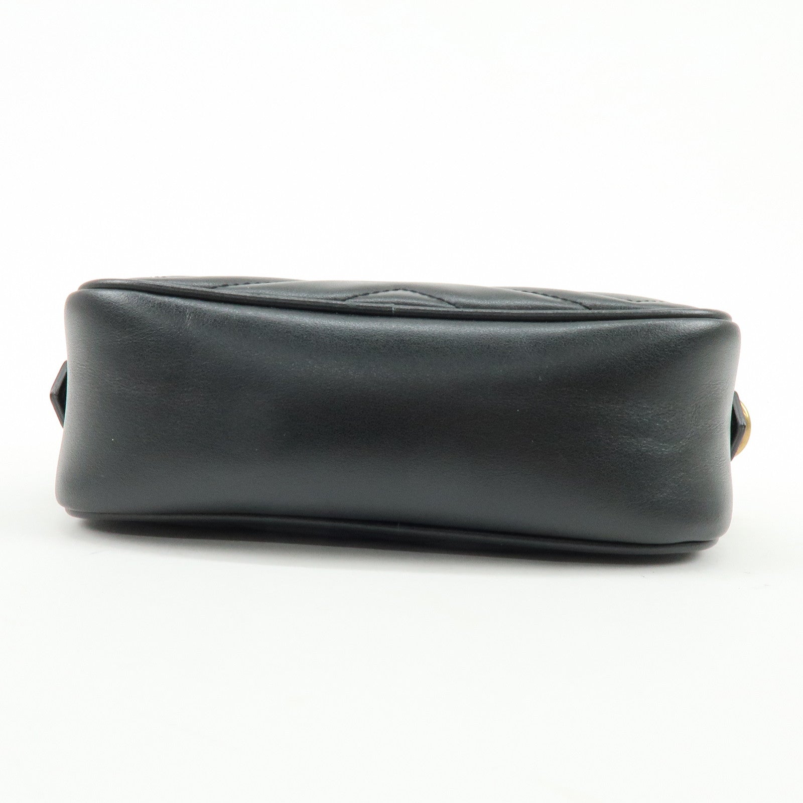 GUCCI GG Marmont Double G Leather Chain Shoulder Bag Black 448065