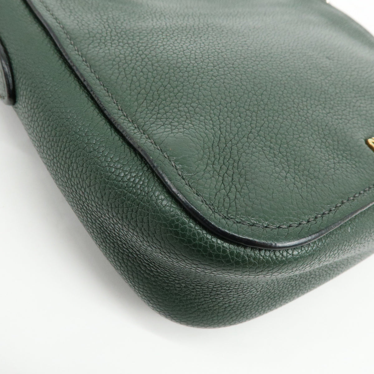 MIU MIU Madras Leather Shoulder Bag Dark Green RT0638
