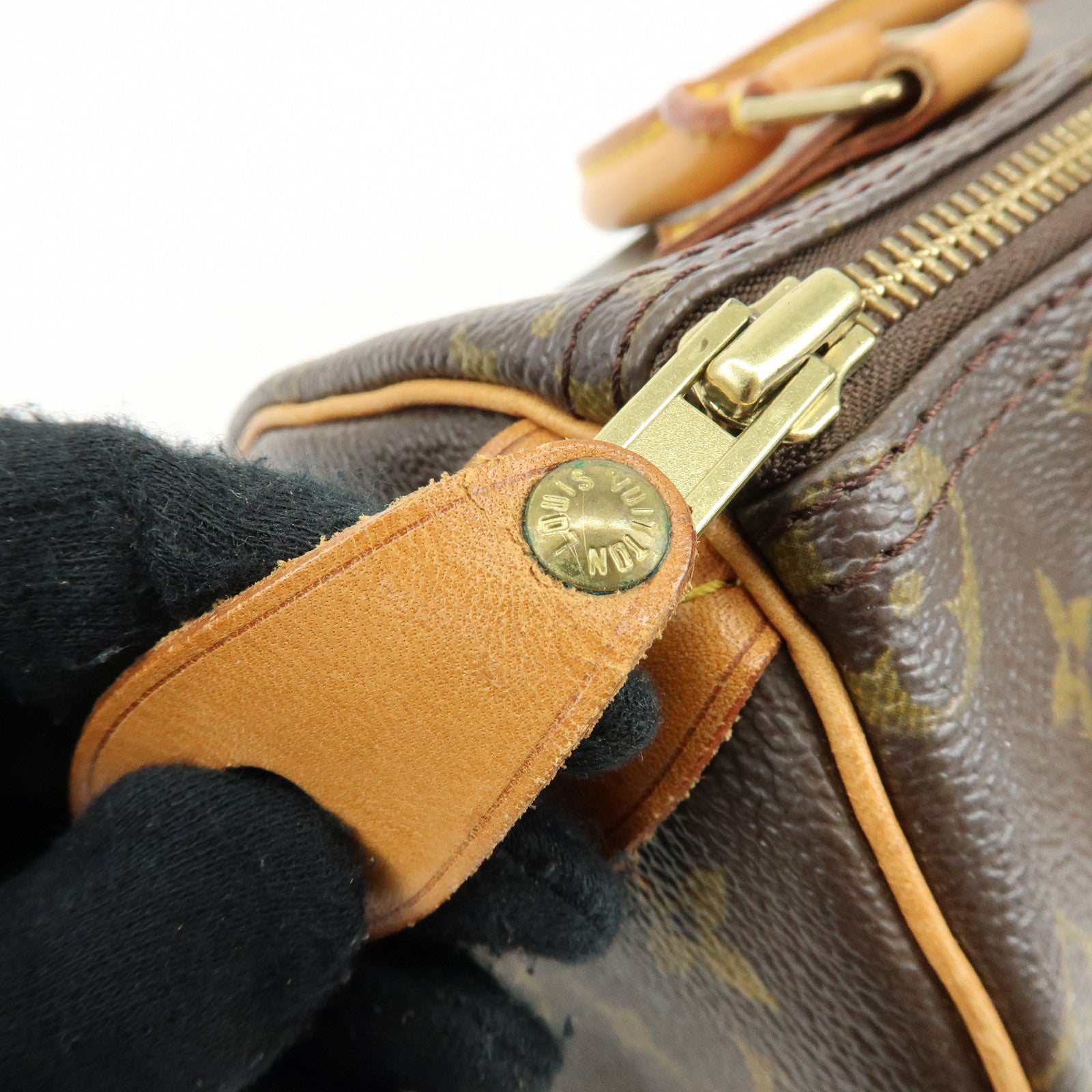 Louis Vuitton Monogram Speedy 25 Canvas Leather Boston Bag Brown M41528