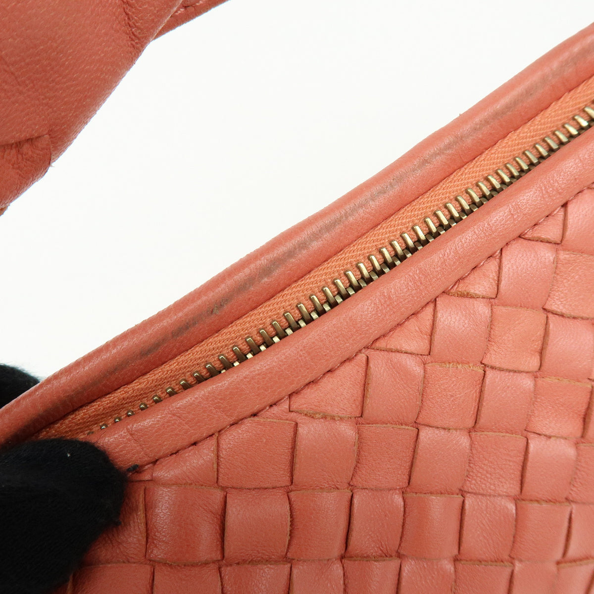 BOTTEGA VENETA Hobo Intrecciato Leather Shoulder Bag Coral