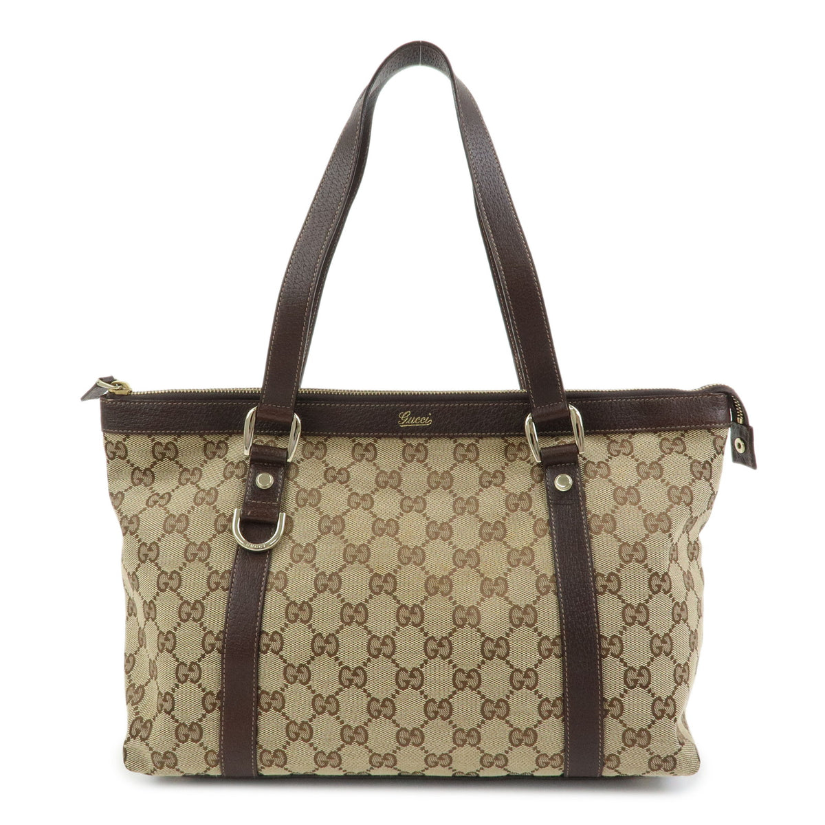 GUCCI Abbey GG Canvas Leather Tote Bag Hand Bag Beige Brown 141470