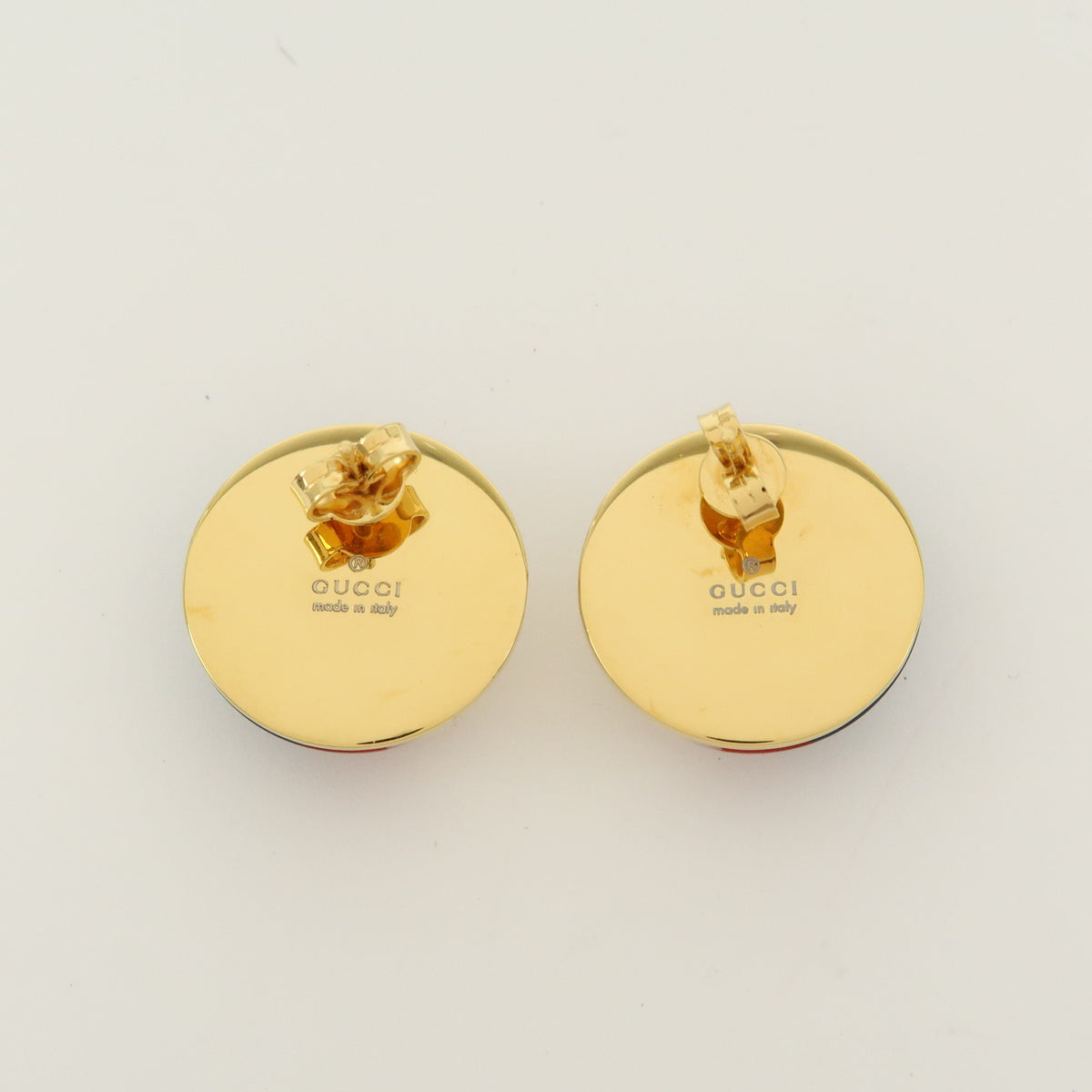 GUCCI Interlocking G Plastic Metal Earrings Blue Red White Gold