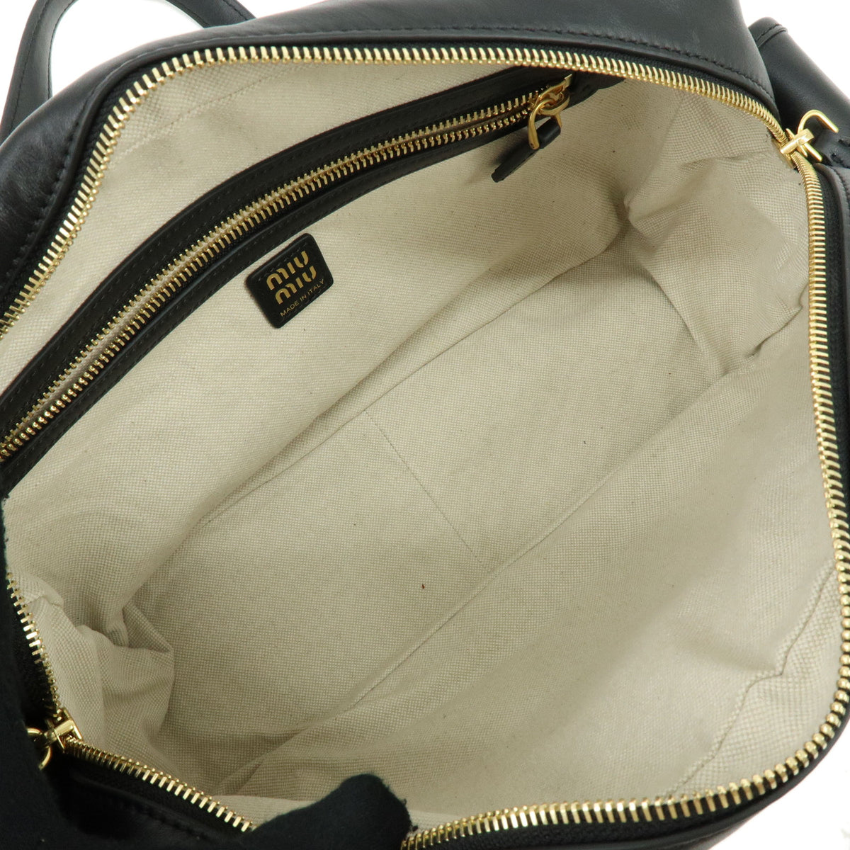 MIU MIU Pocket Top Handle Bag Nappa Leather Boston Bag Black 5BB179