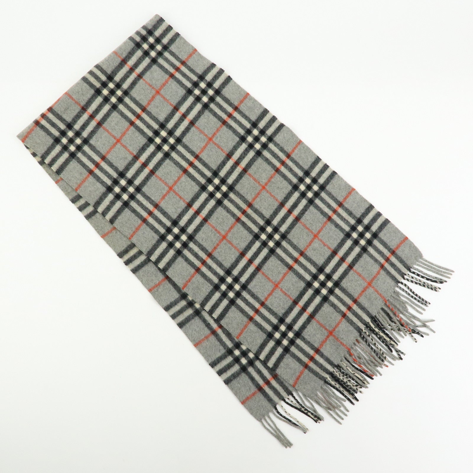 BURBERRY Lot of 2 Cashmere 100% Scarf Shawl Nova Plaid Grey Off White