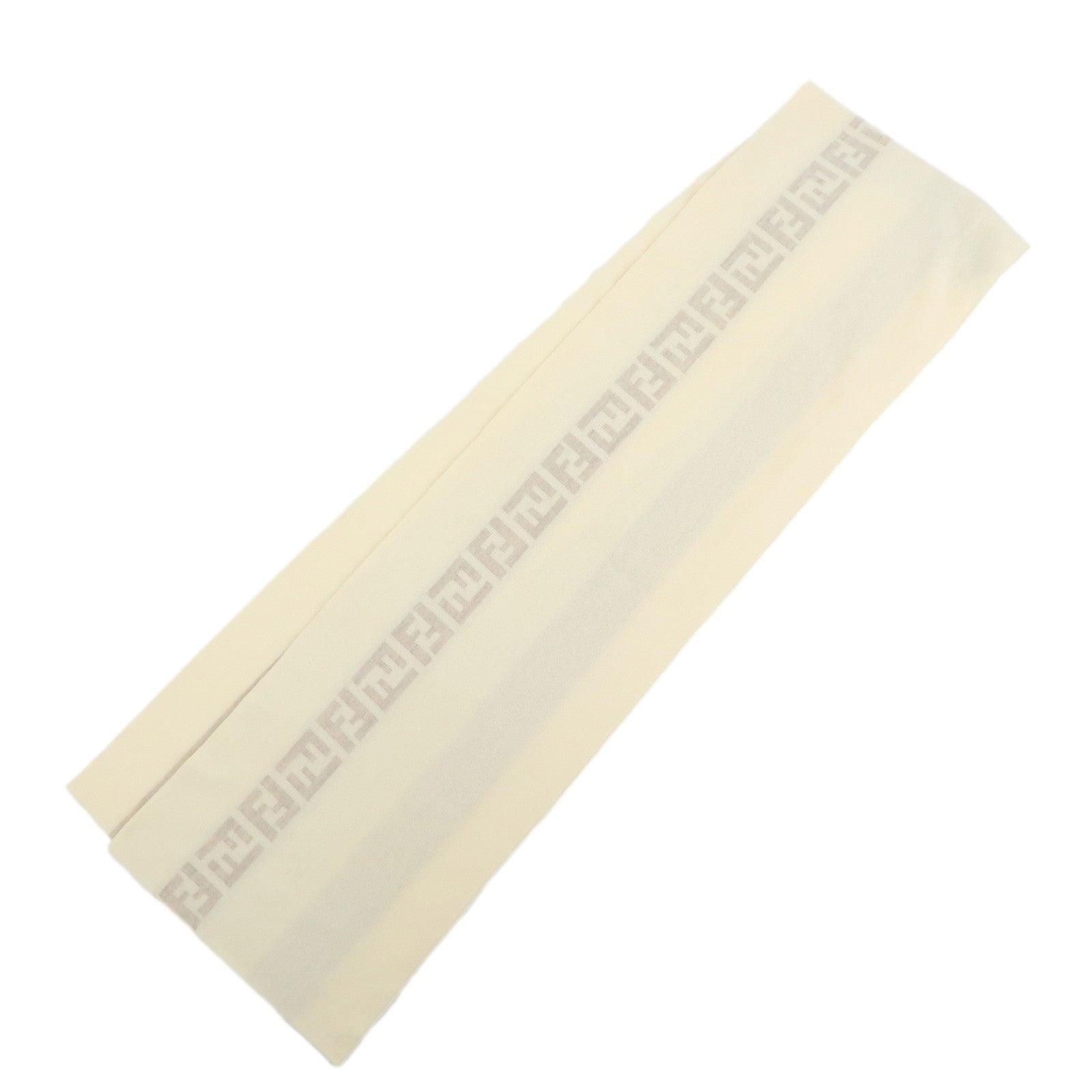 FENDI FF Logo Wool 100% Scarf Shawl Ivory Beige