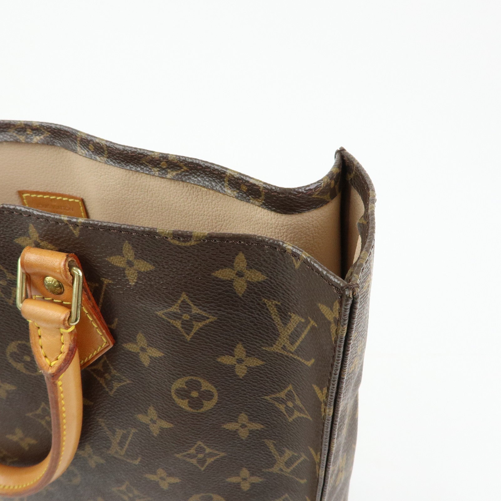 Louis Vuitton Monogram Sac Plat Tote Bag Hand Bag Brown M51140