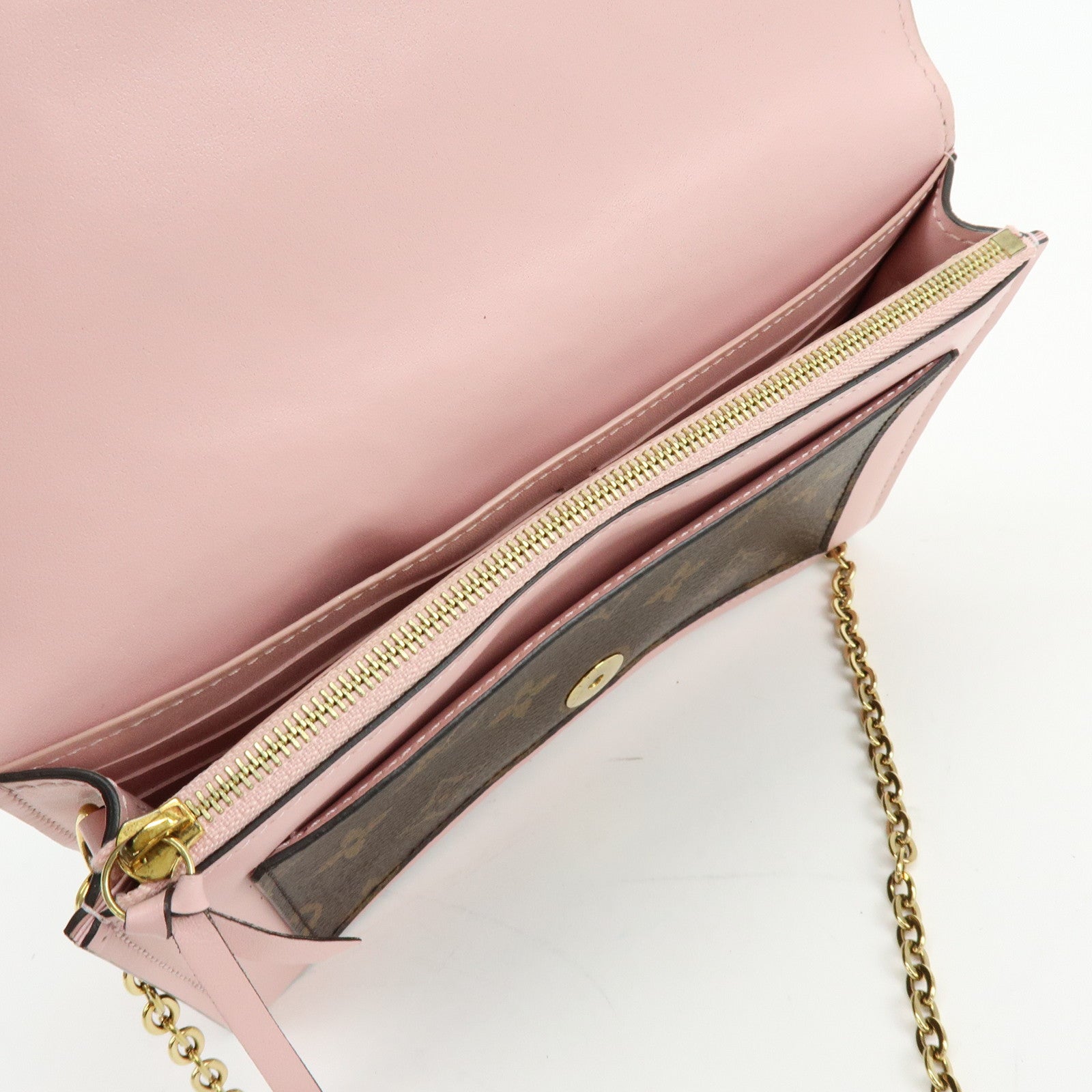 Louis Vuitton Monogram Portefeuille Flore Chain Wallet Pink M67405