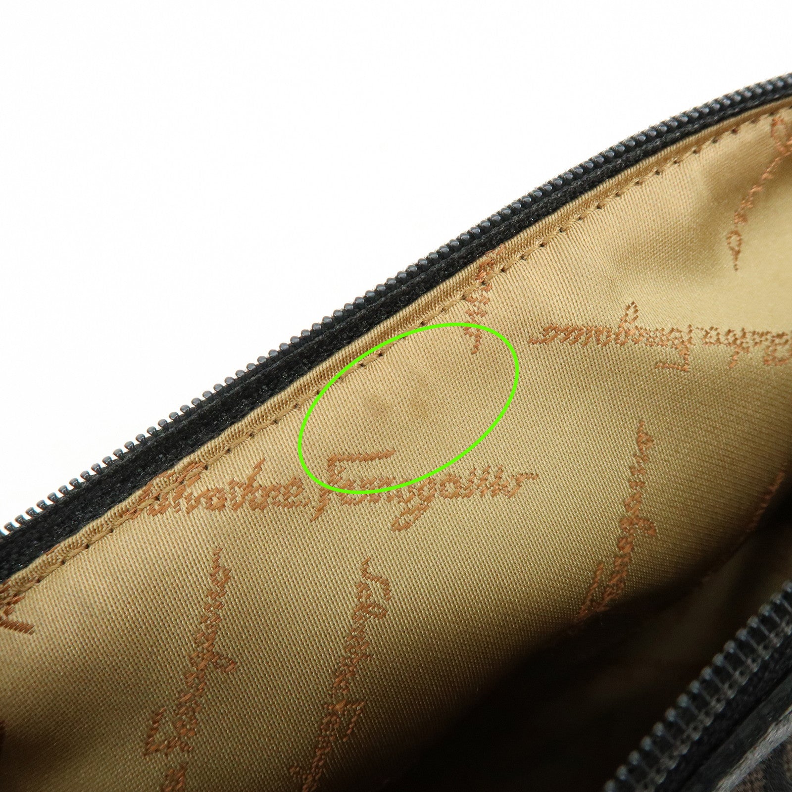 Ferragamo Gancini Canvas Leather Hand Bag Accessory Pouch Black