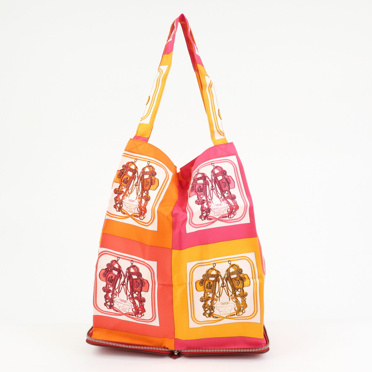 HERMES Buffle Skipper Silk 100% Silky Pop Foldable Tote Bag □L Stamped