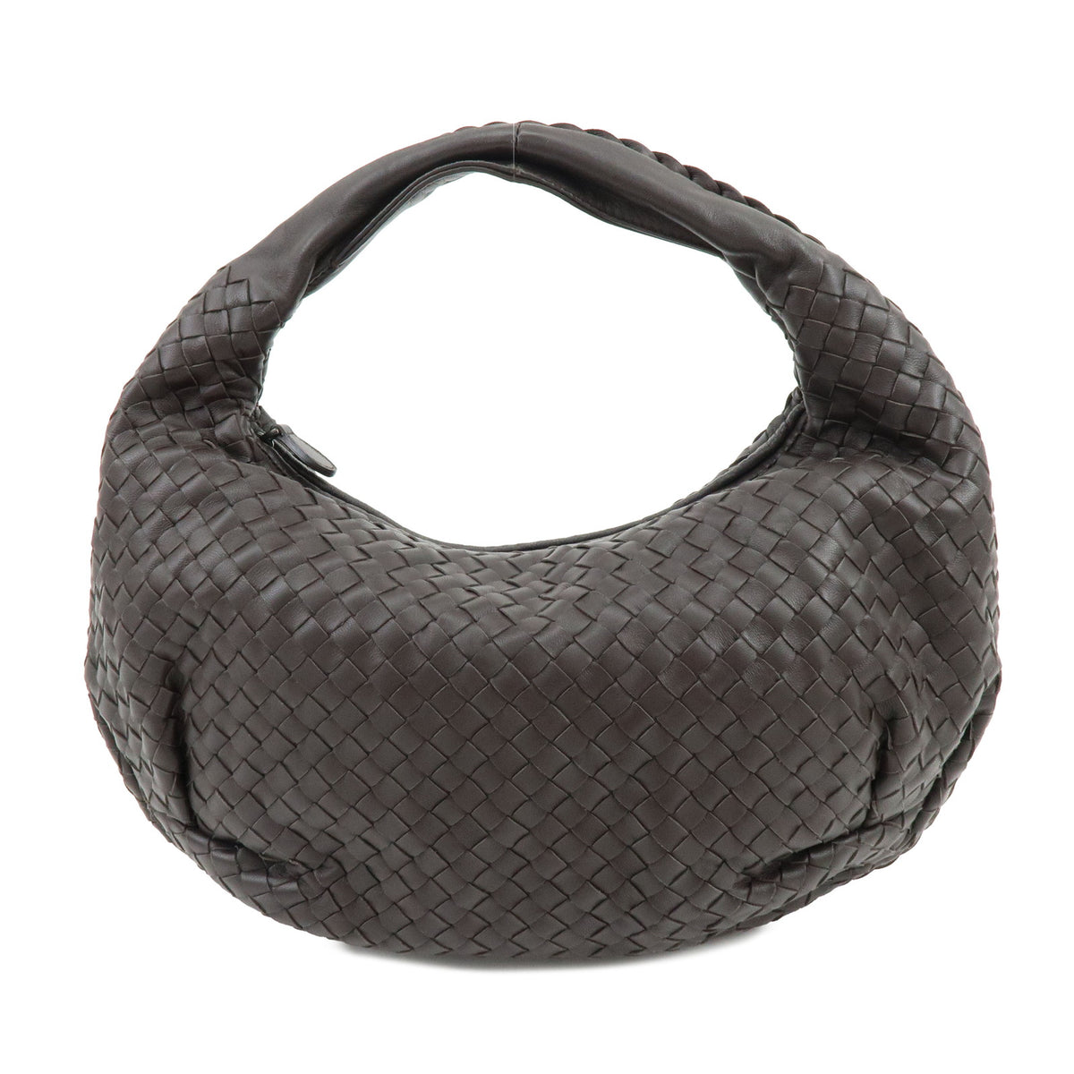 BOTTEGA VENETA HOBO Intrecciato Leather Shoulder Hand Bag Dark Brown