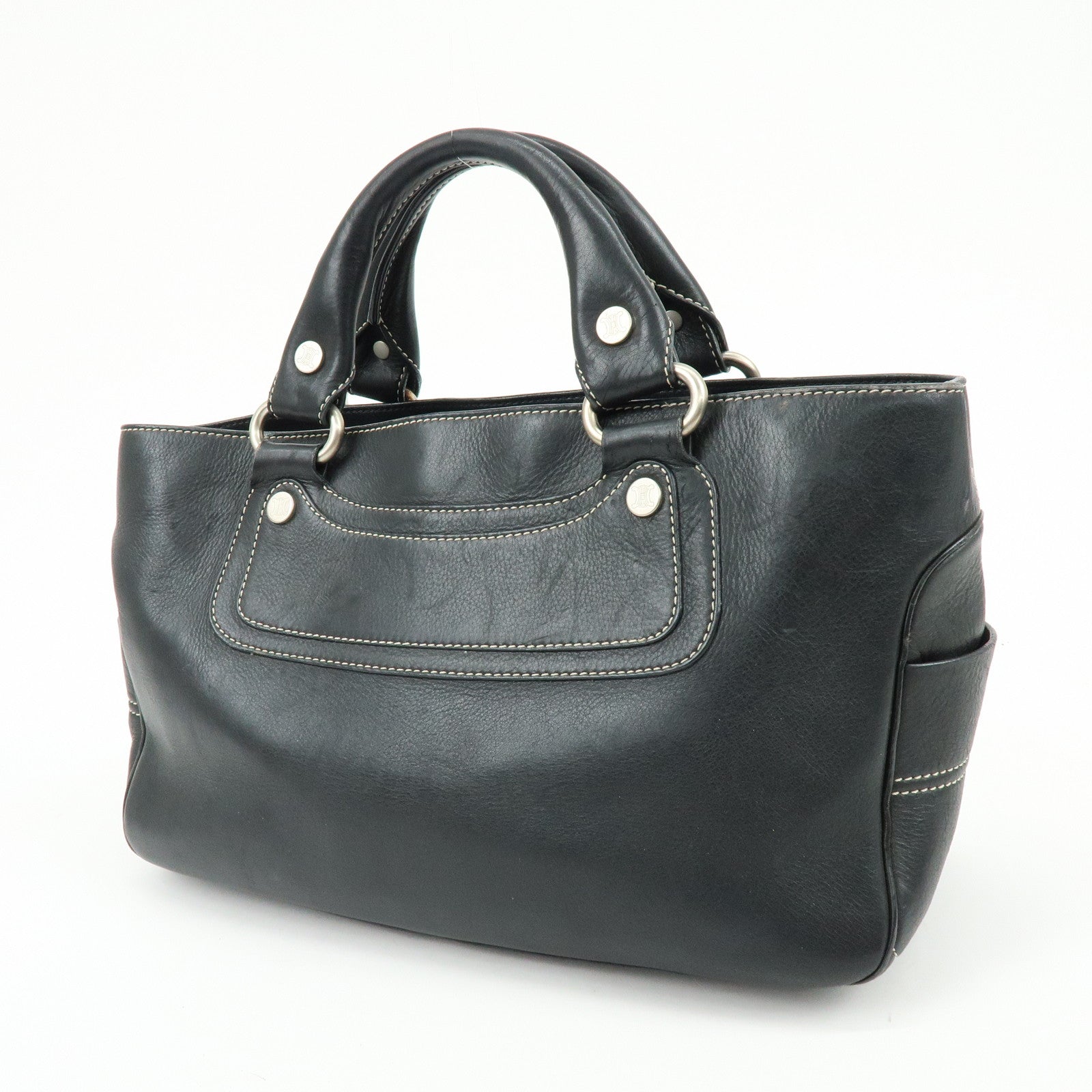 CELINE Macadam Boogie Bag Leather Hand Bag Tote Bag Black