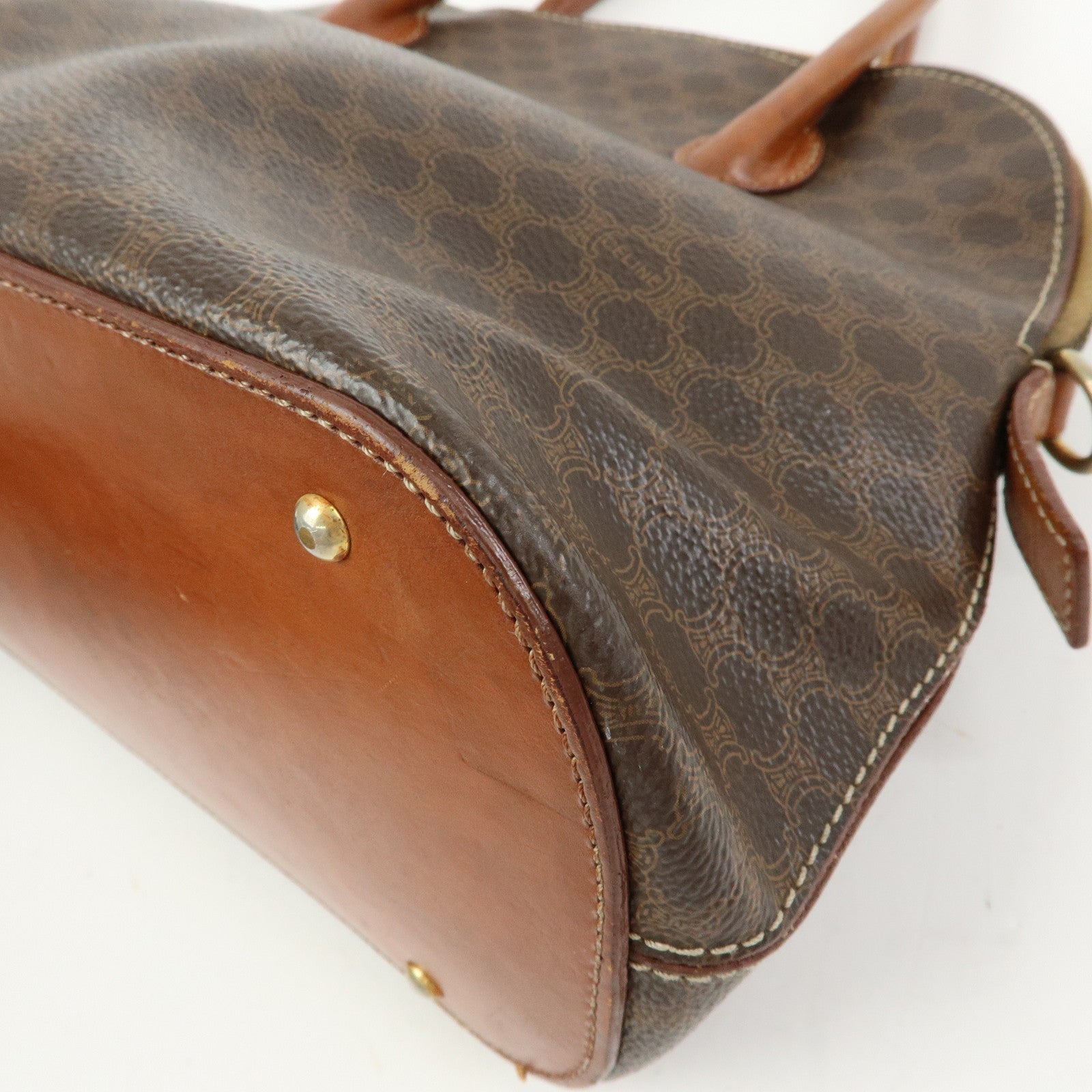 CELINE Macadam PVC Leather 2Way Bag Hand Bag Brown