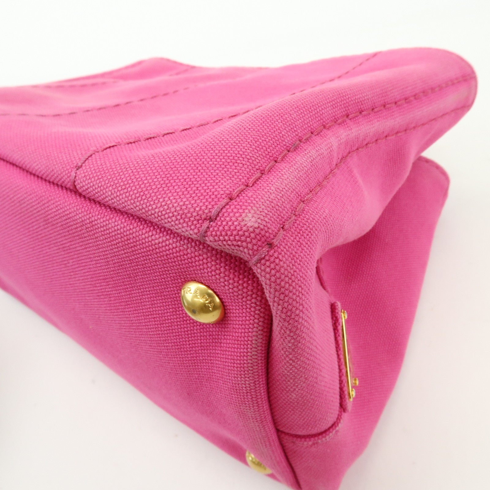PRADA Triangle Logo Canapa Mini Canvas Tote Hand Bag Pink BN2439