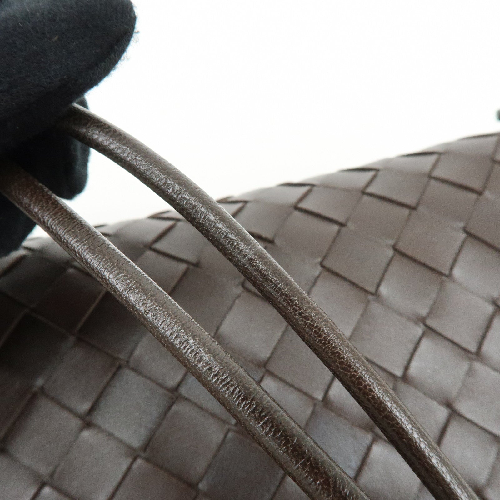 BOTTEGA VENETA Intrecciato Leather Shoulder Crossbody Bag Dark Brown