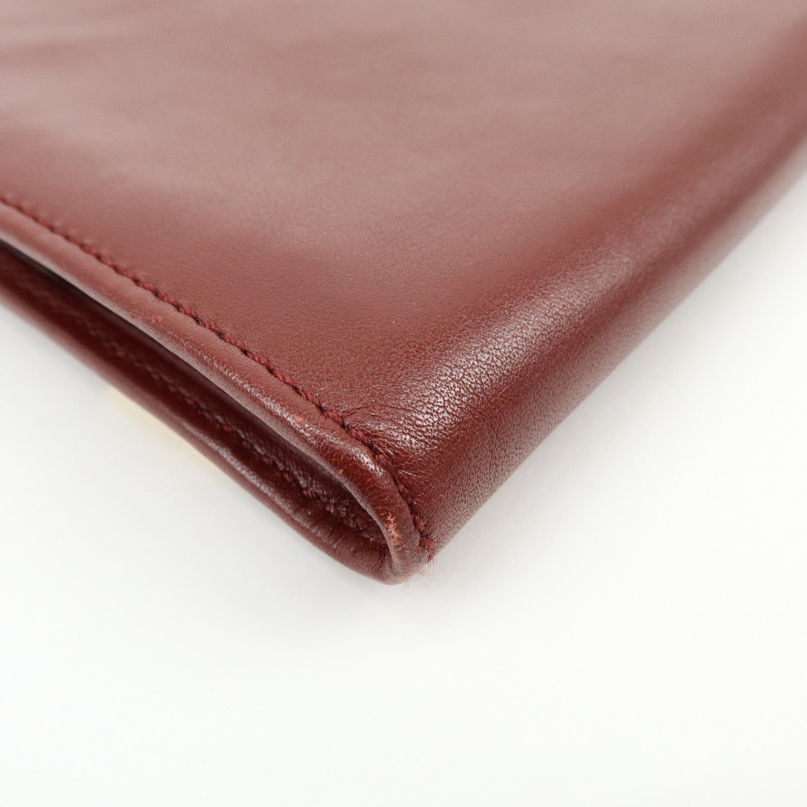 Cartier Must de Cartier Leather Clutch Bag Flat Pouch Bordeaux