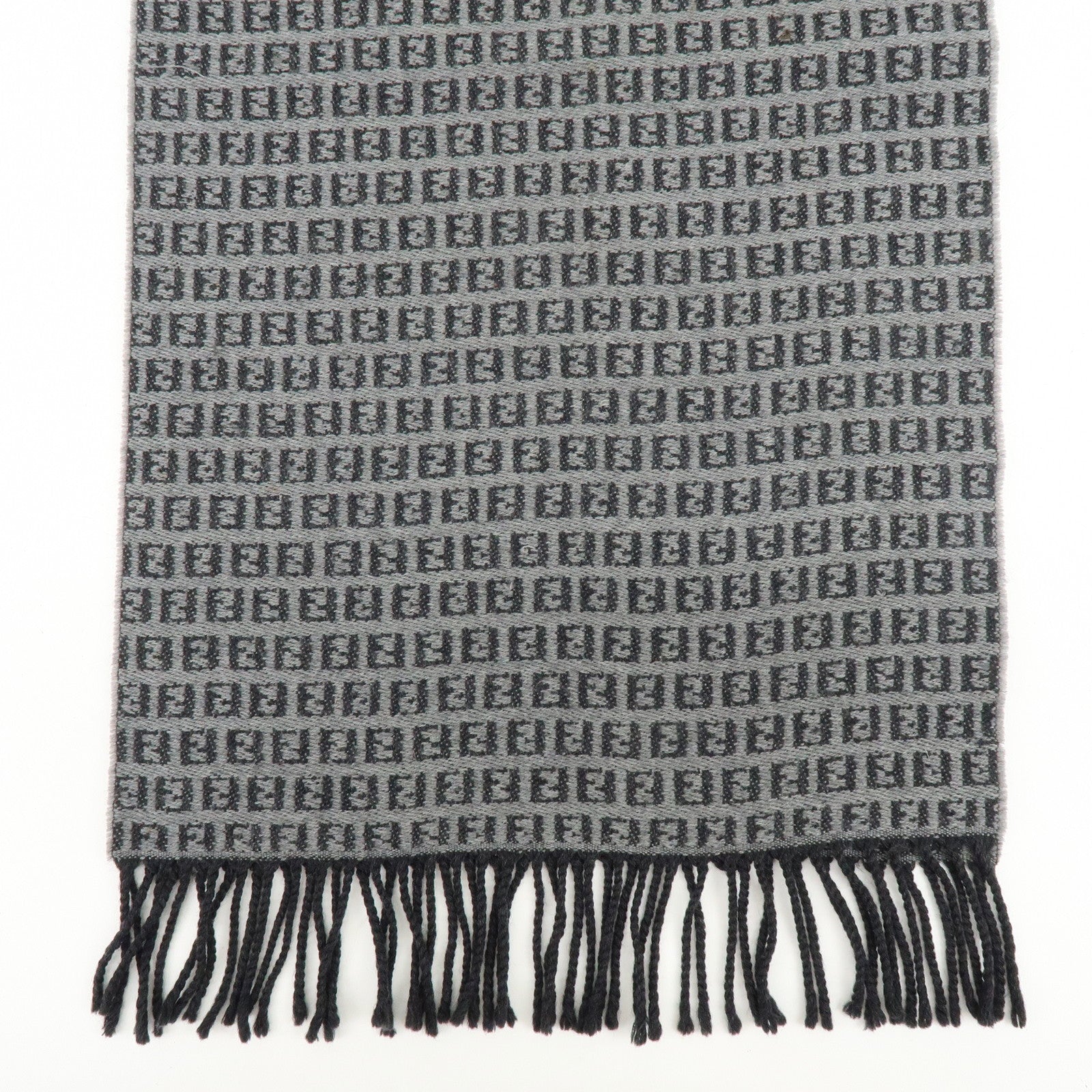 FENDI Set of 2 Zucca Zucchino Wool 100% Scarf Stole Black Gray