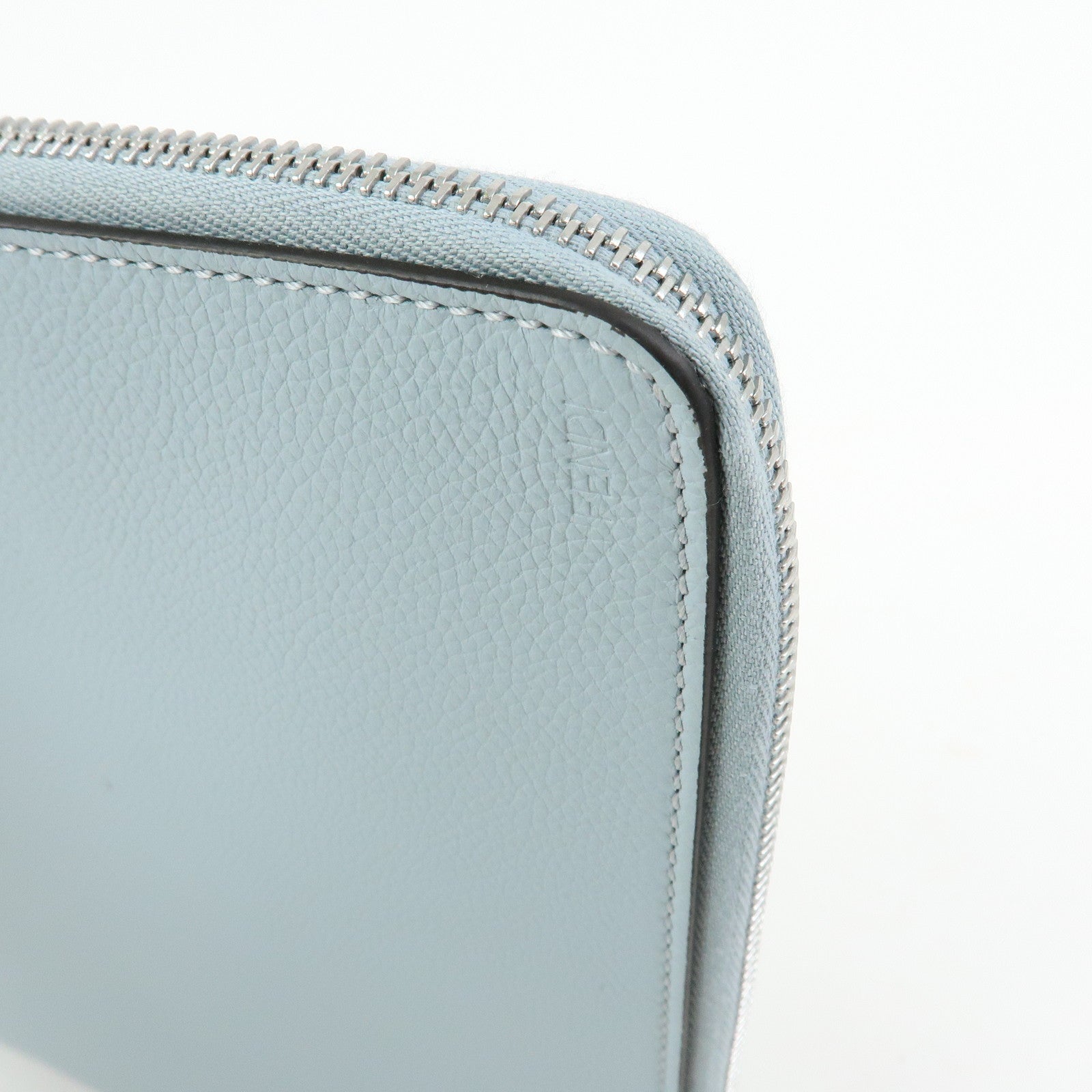 FENDI Leather Clutch Bag Document Case Flat Pouch Light Blue 7N0167