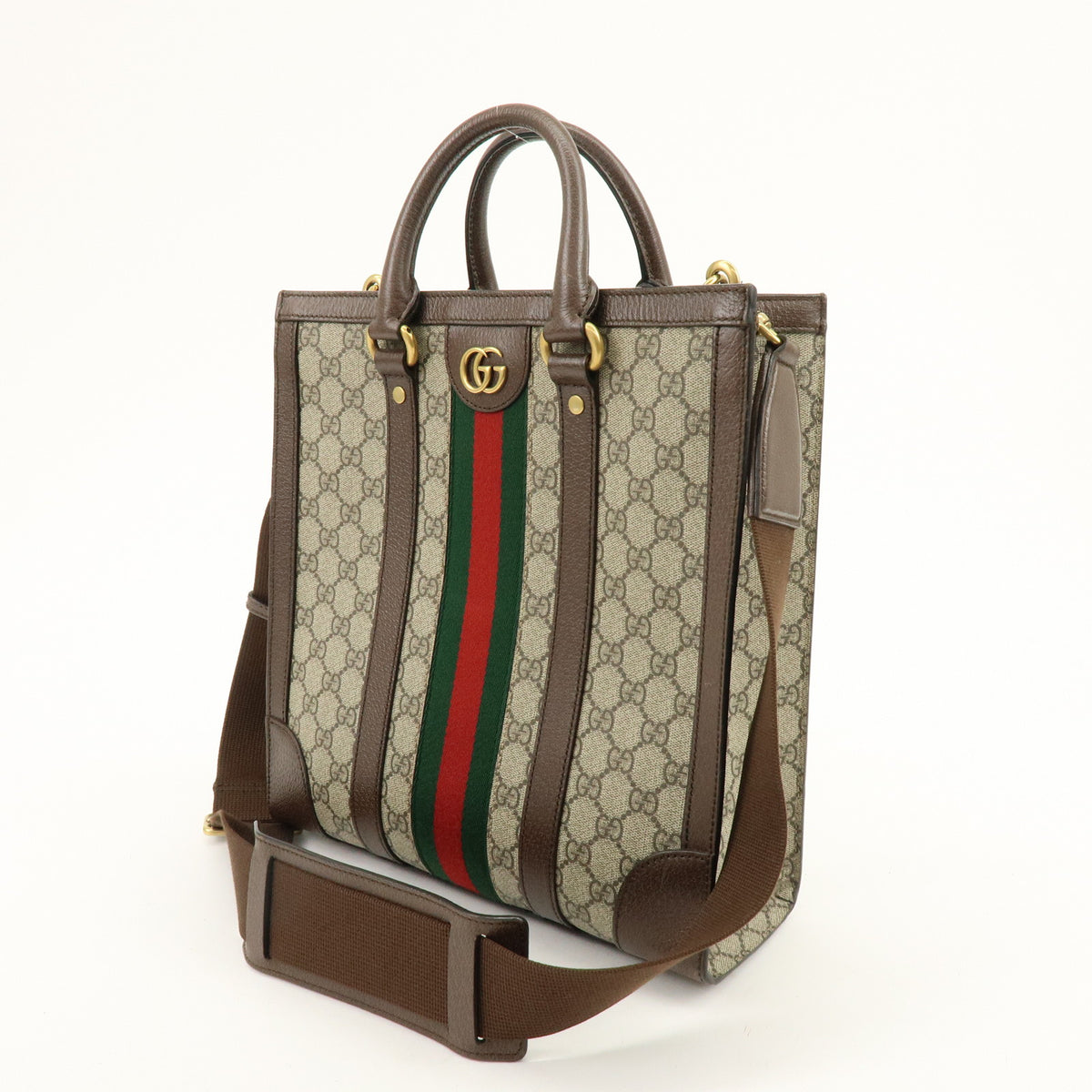 GUCCI Sherry Ophidia GG Supreme Leather 2Way Shoulder Bag Brown 724685