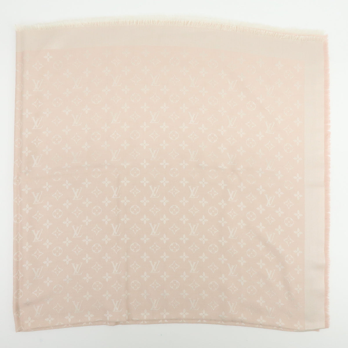 Louis Vuitton Monogram Silk Wool Scarf Shawl Light Pink