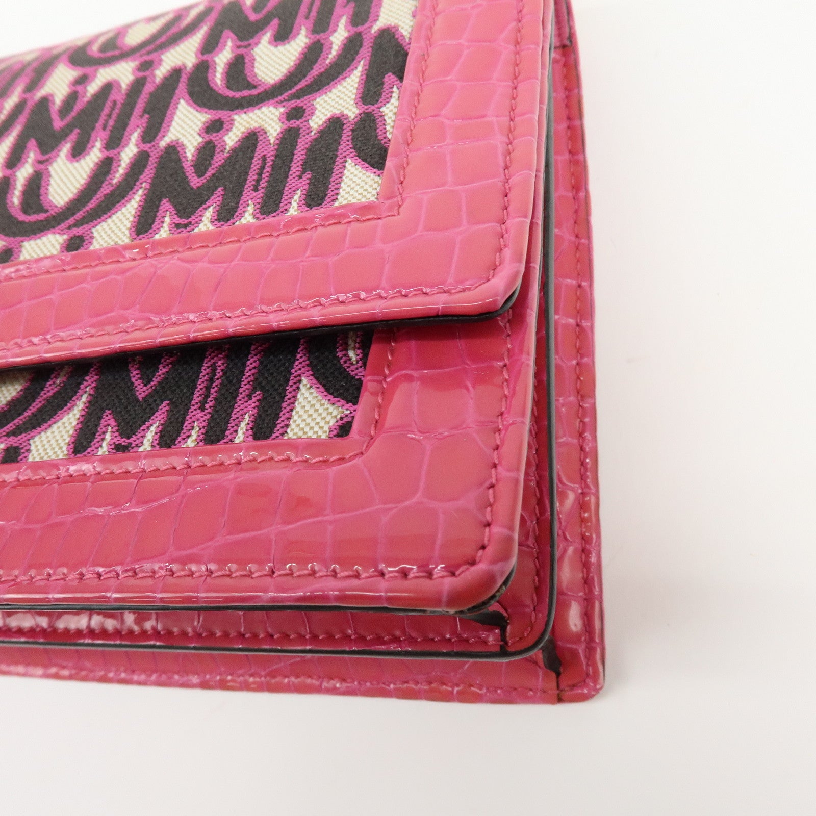 MIU MIU Jacquard Embossed Leather 2Way Hand Shoulder Bag Pink 5BD233