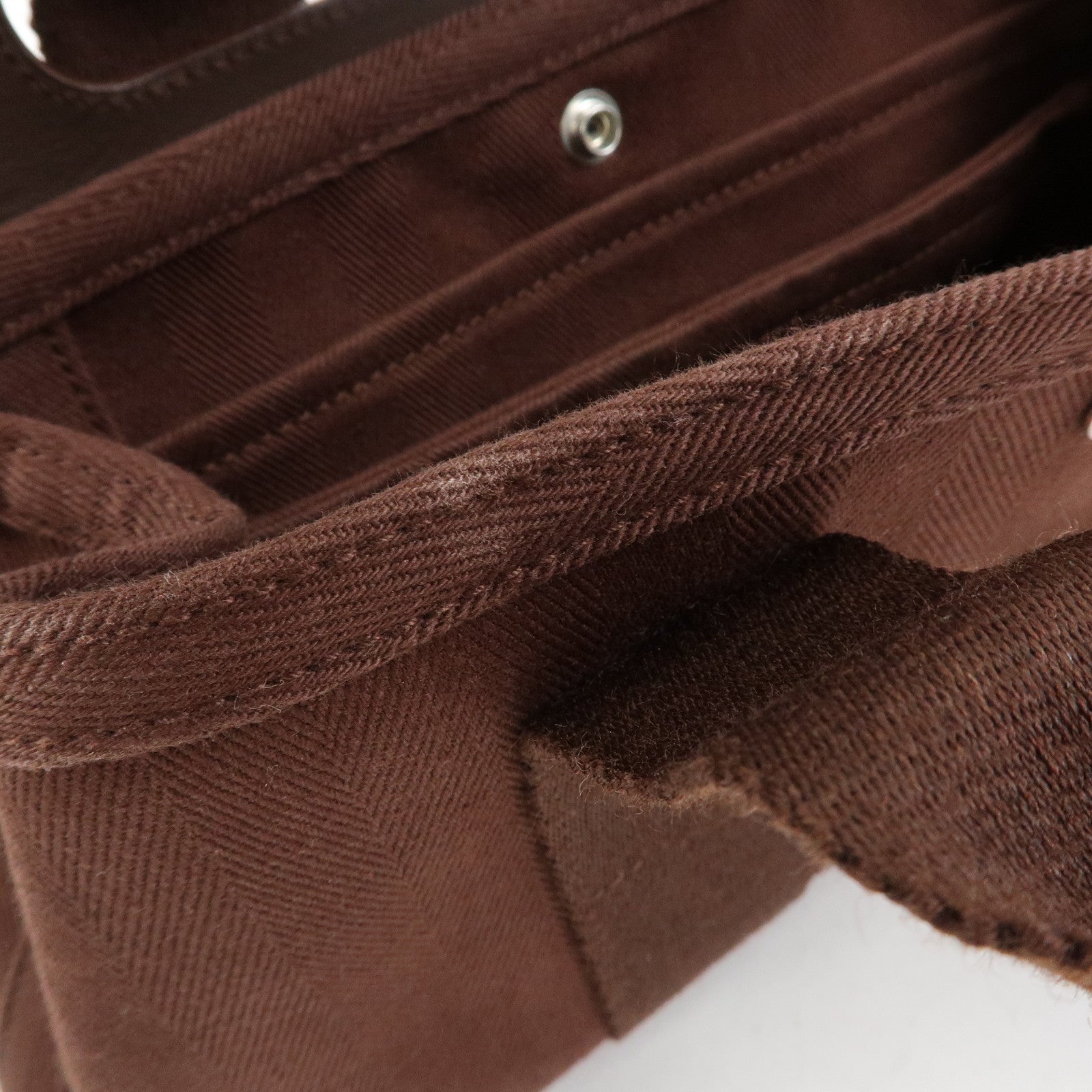 HERMES Toile Chevron Valparaiso Long PM Hand Bag Brown