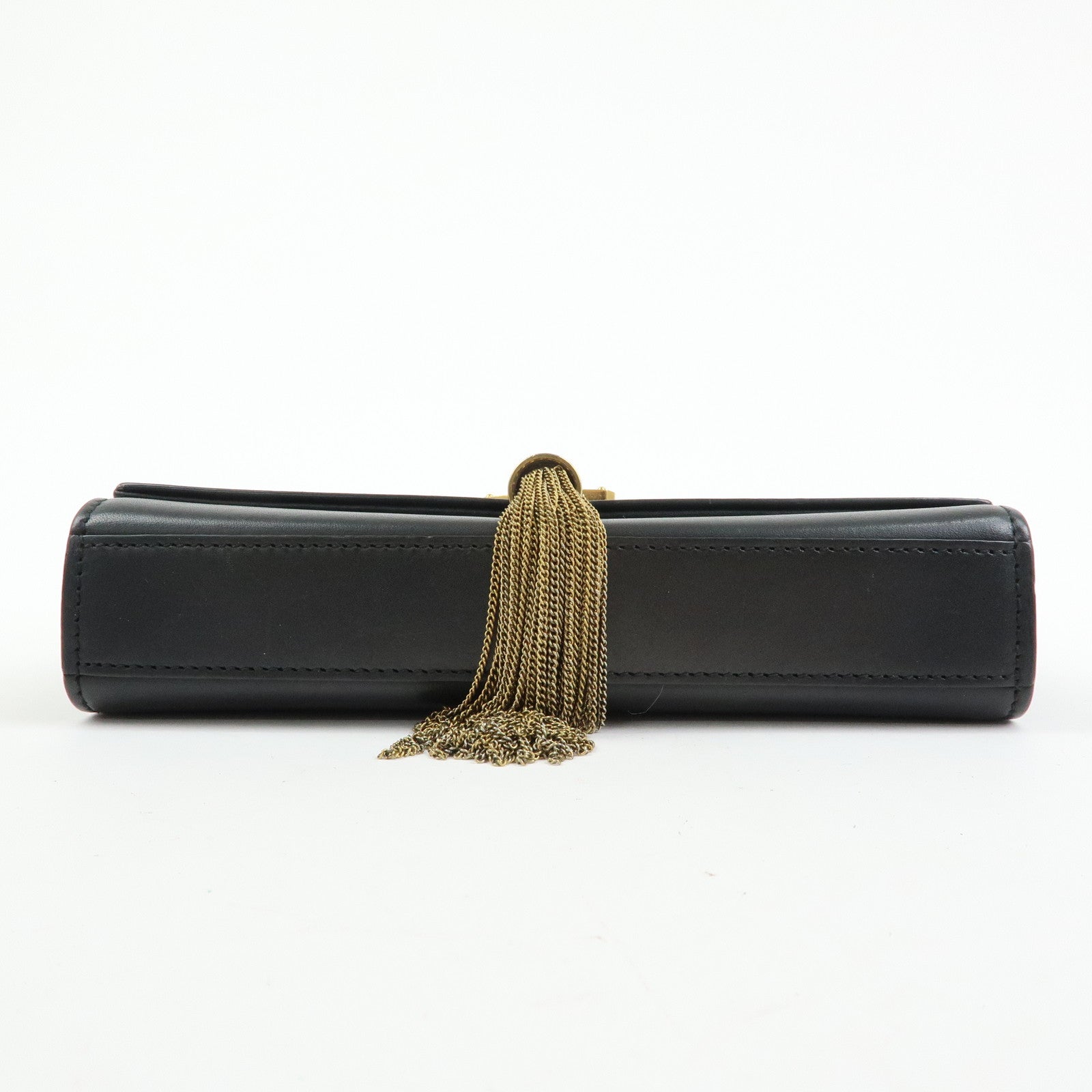 SAINT LAURENT PARIS Leather Chain Shoulder Bag Black 474366