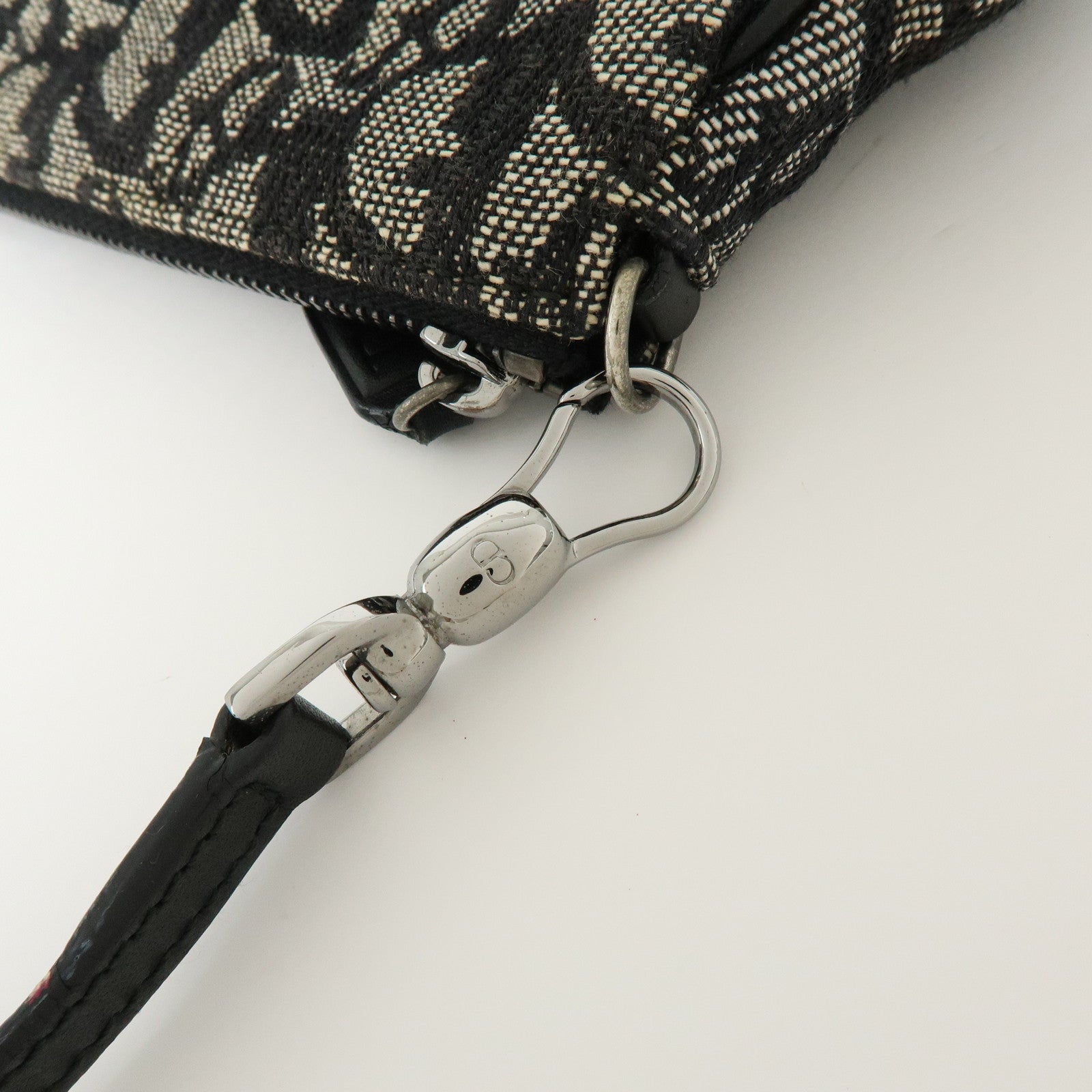 Christian Dior Trotter Jacquard Leather Saddle Bag Pouch Black