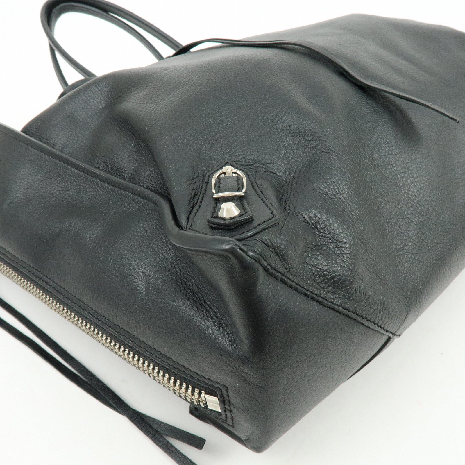 BALENCIAGA The Papier Leather Tote Shoulder Bag Black 236701