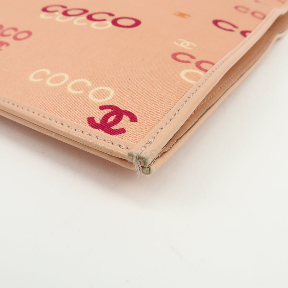 CHANEL COCO Mark Canvas Leather Chain Shoulder Bag Tote Bag Pink Orange