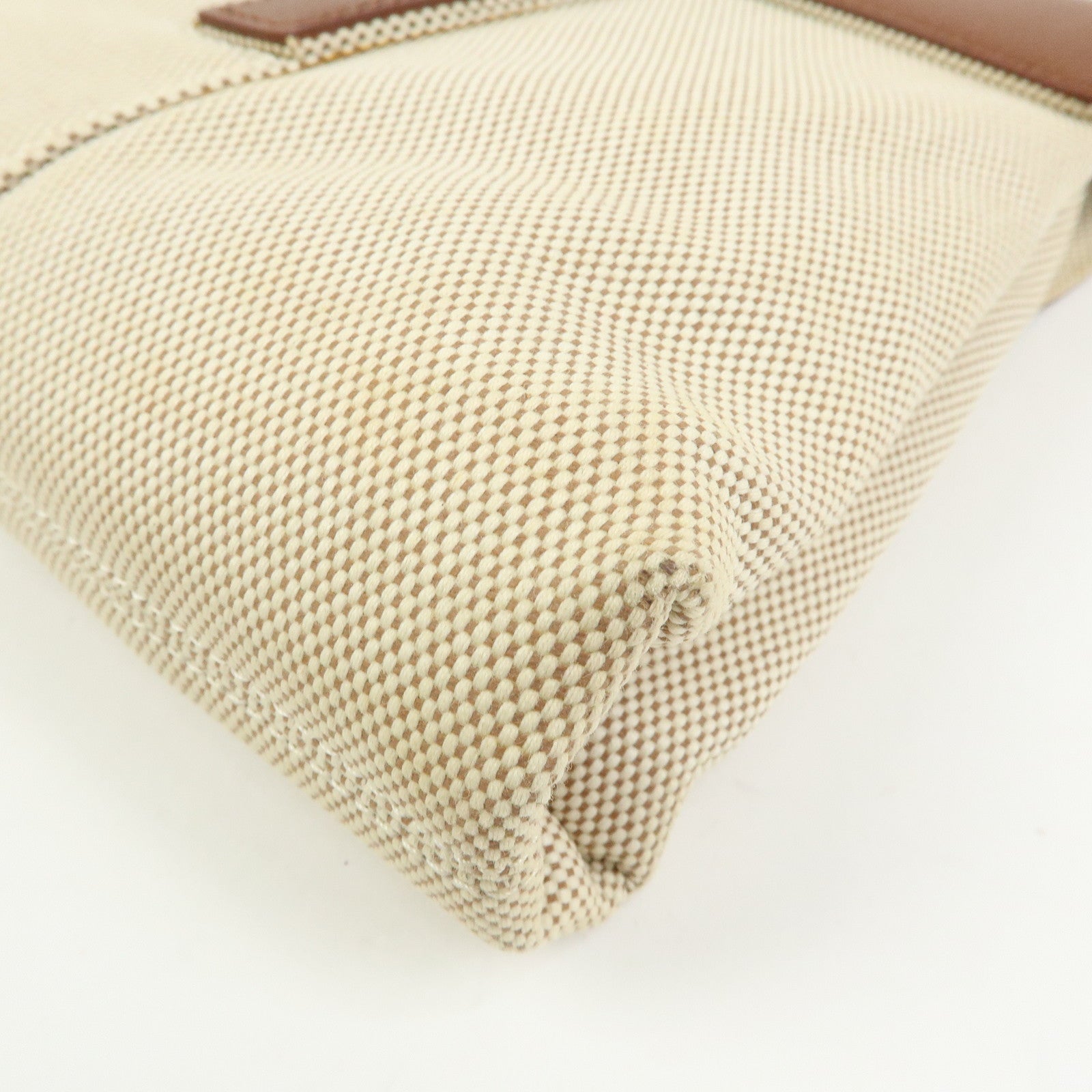 BVLGARI Canvas Leather Flap Shoulder Hand Bag Beige Brown