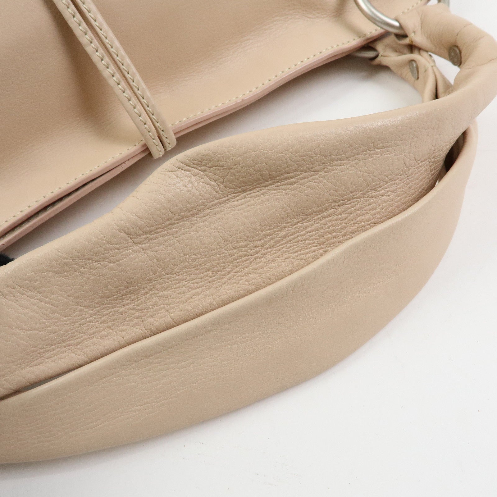 CELINE Bittersweet Leather Shoulder Bag Hand Bag Pink Beige