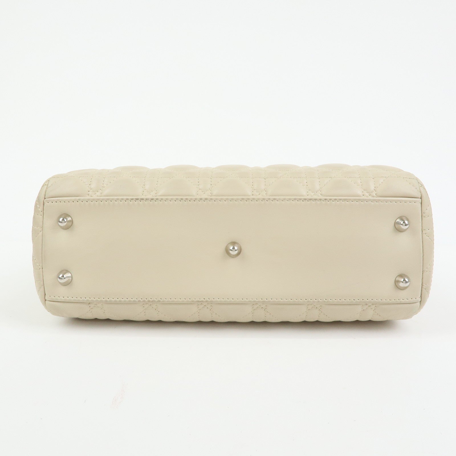 Christian Dior Lady Dior Cannage Lamb Skin Hand Bag Ivory