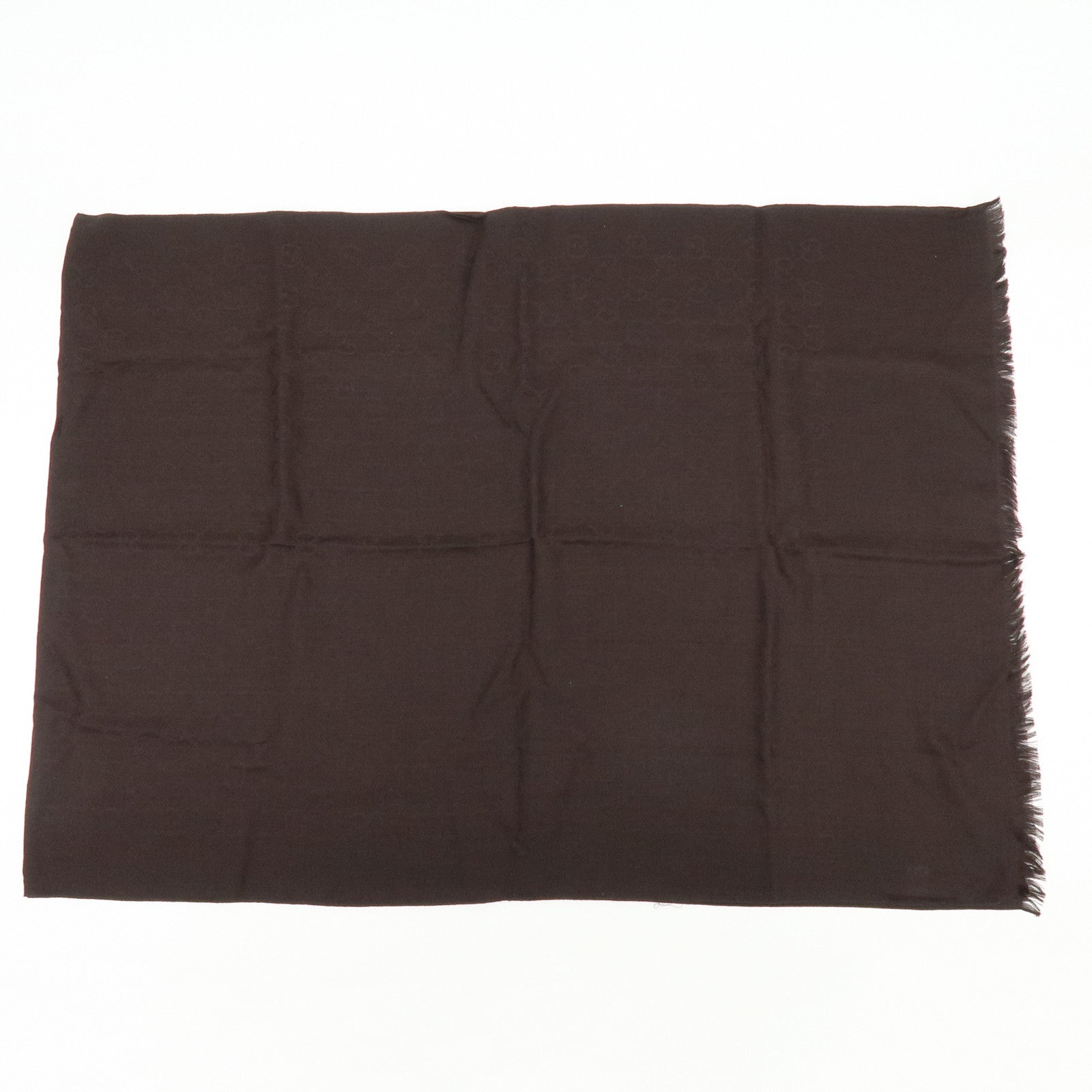 GUCCI GG Monogram Wool Sik Scarf Shawl Dark Brown