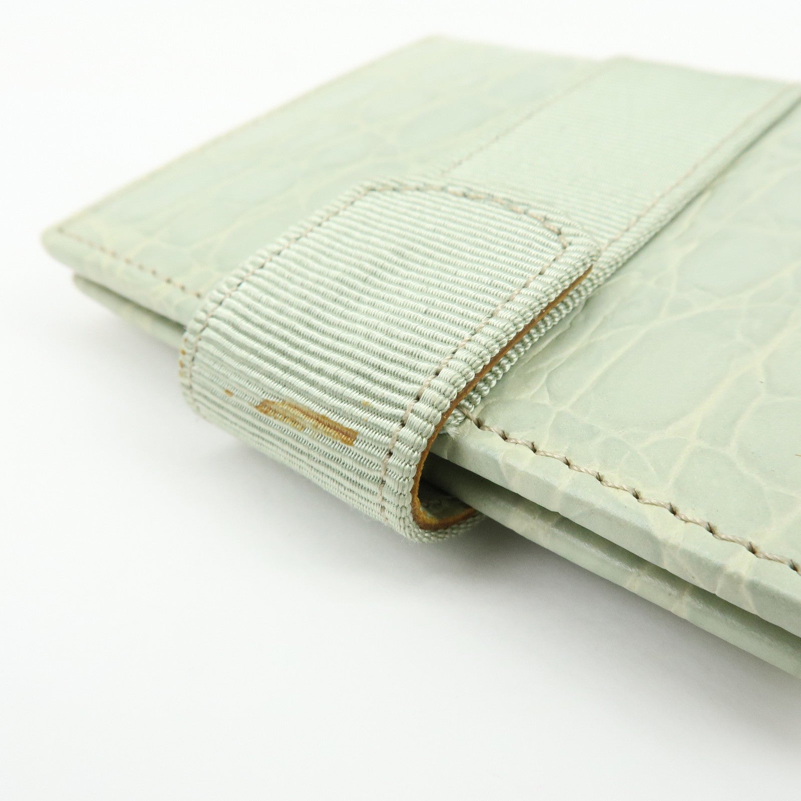 Ferragamo Vara Embossed Leather Compact Wallet Light Green