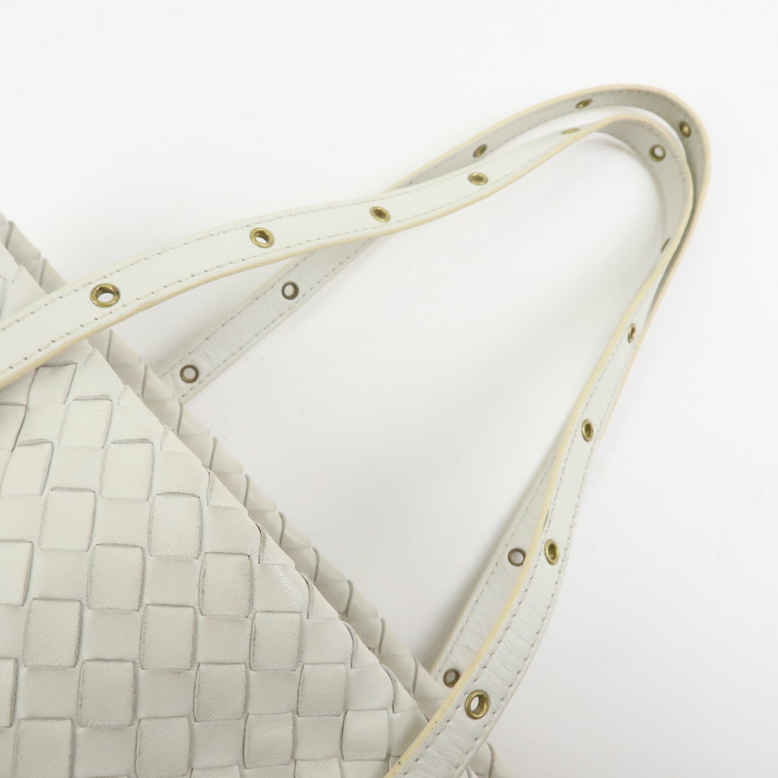 BOTTEGA VENETA Intrecciato Leather Hand Bag Mini Tote Bag White 162937